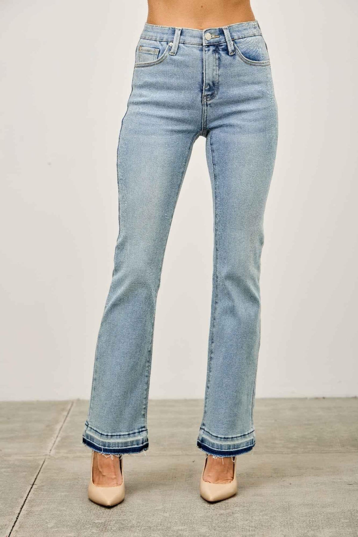 Mid Rise Flare With Released Hem