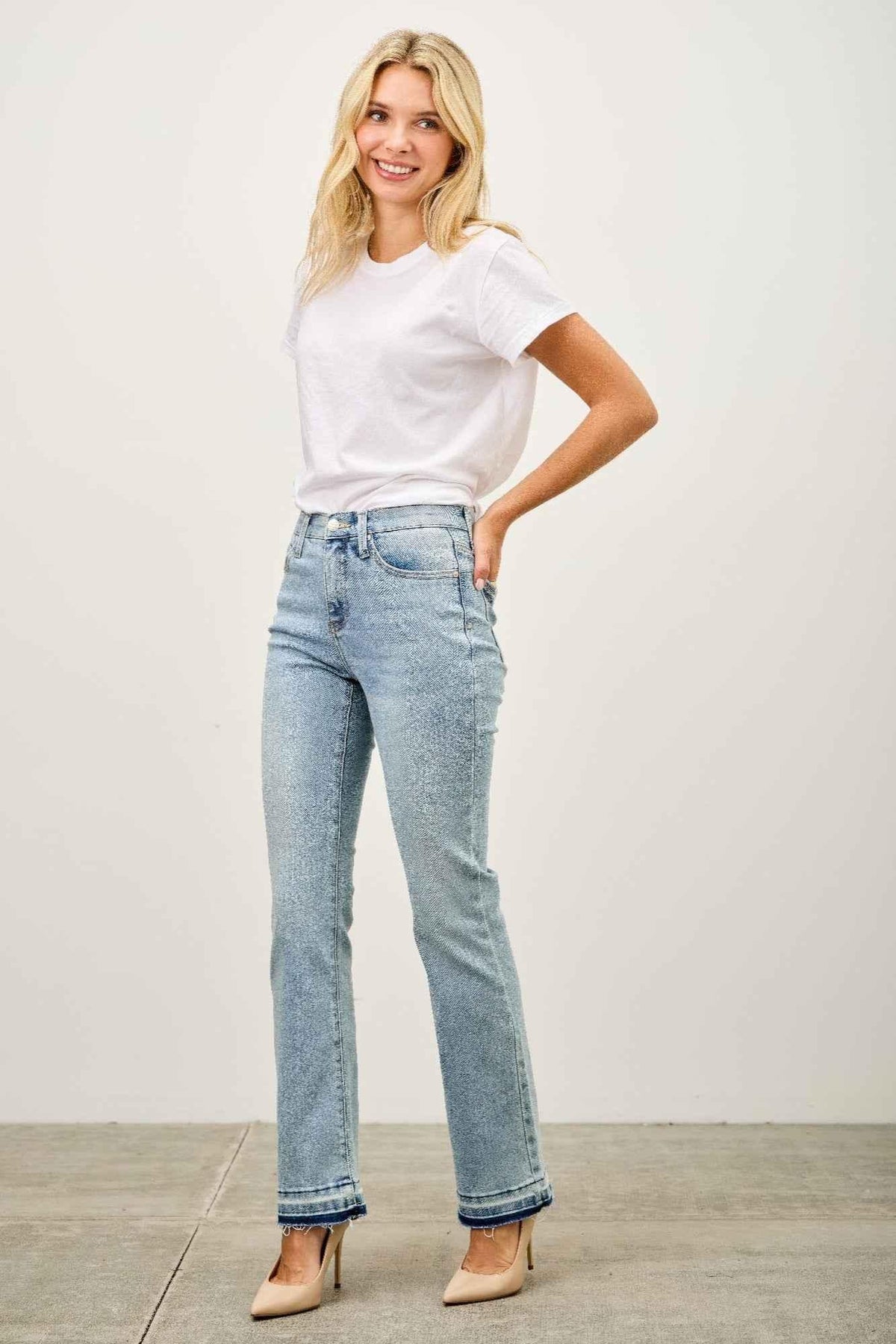 Mid Rise Flare With Released Hem