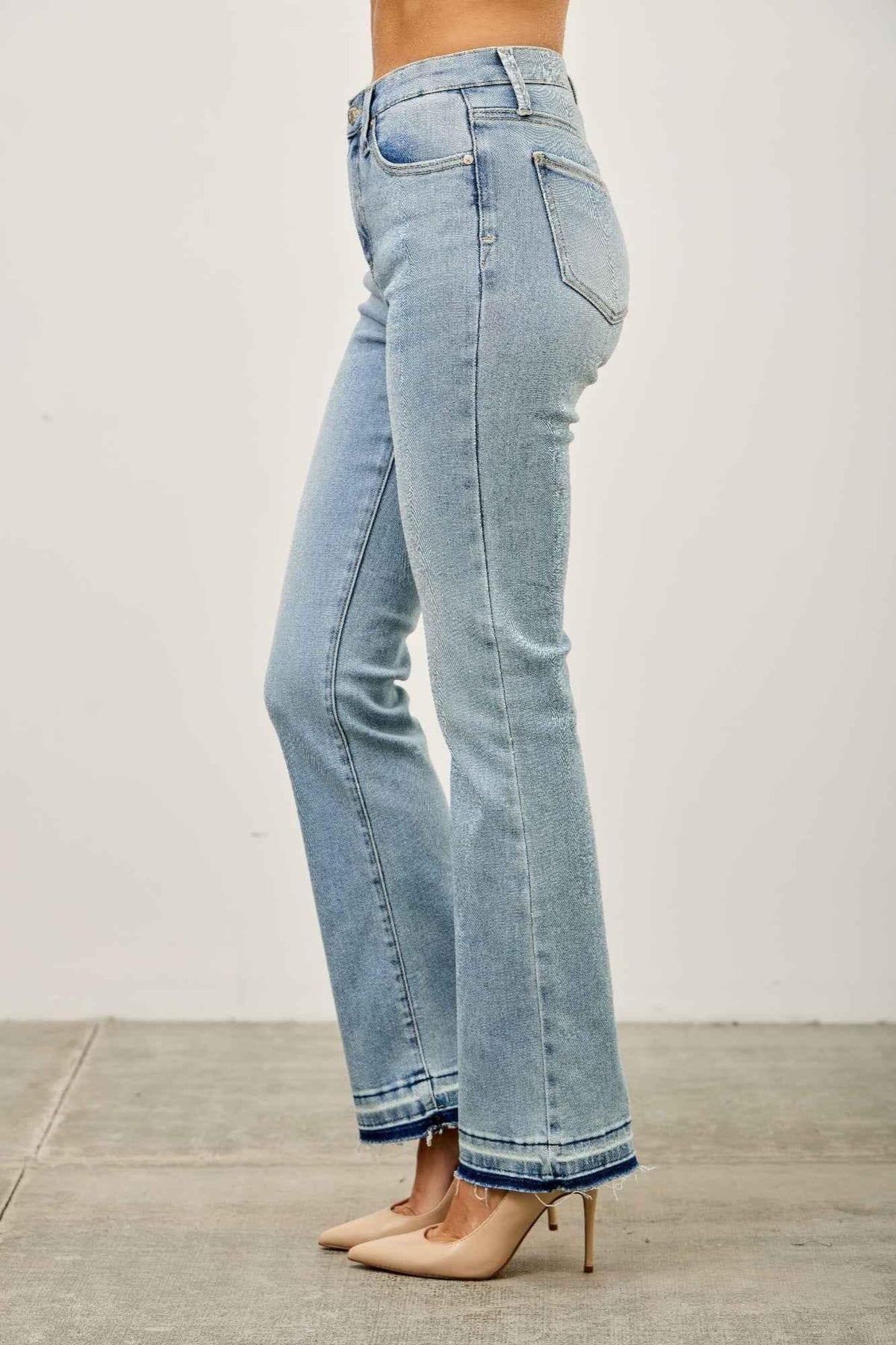 Mid Rise Flare With Released Hem