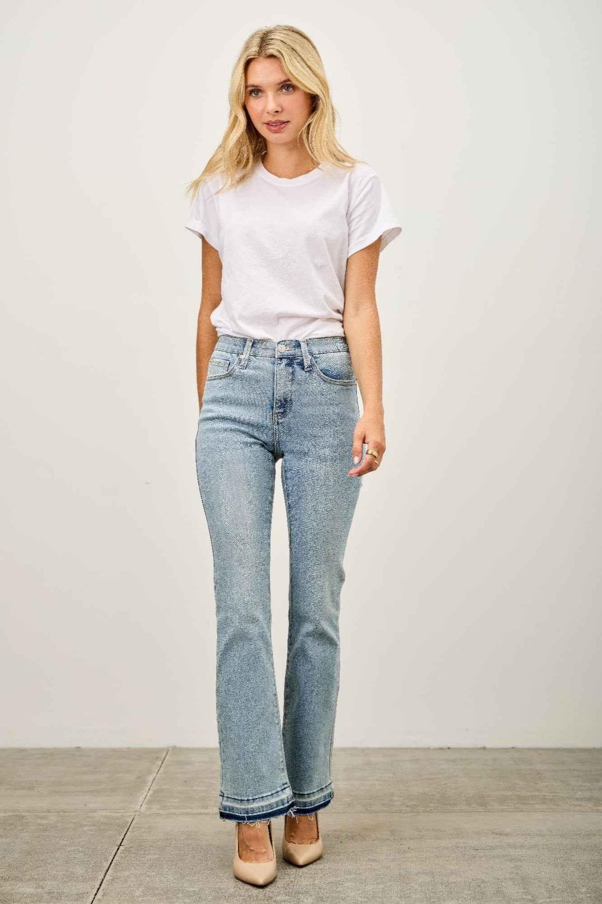 Mid Rise Flare With Released Hem
