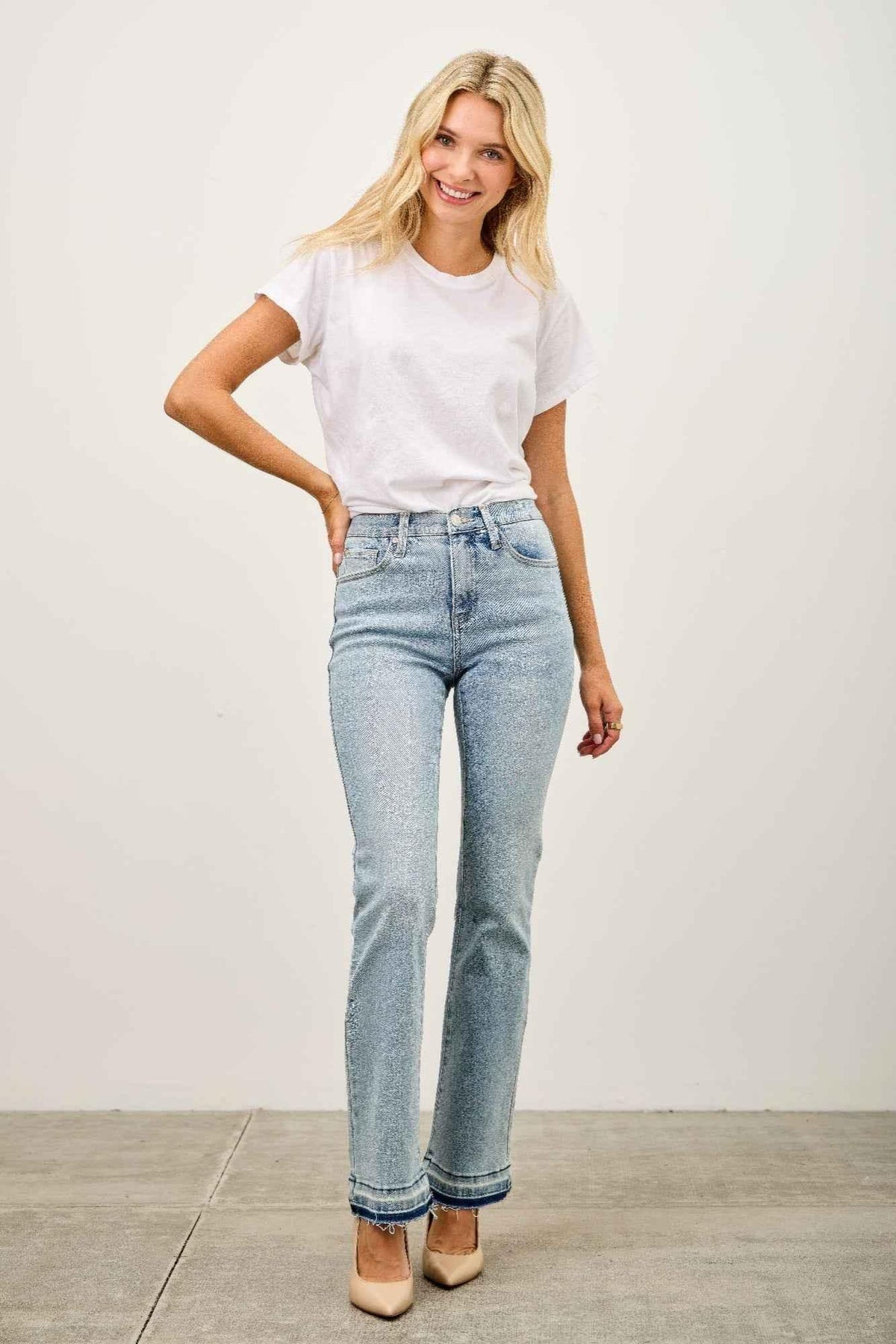 Mid Rise Flare With Released Hem