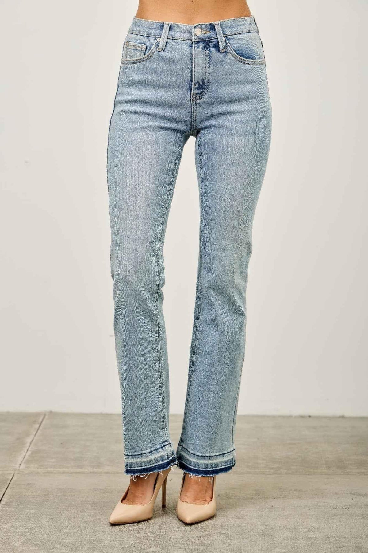 Mid Rise Flare With Released Hem
