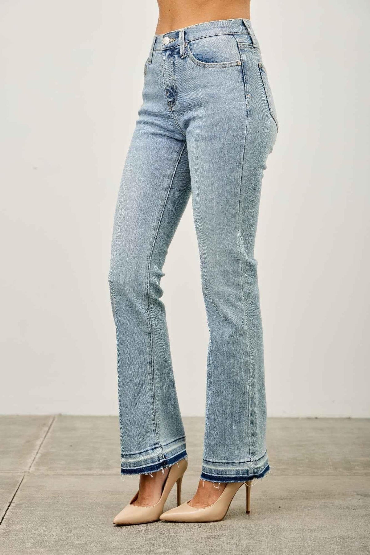 Mid Rise Flare With Released Hem