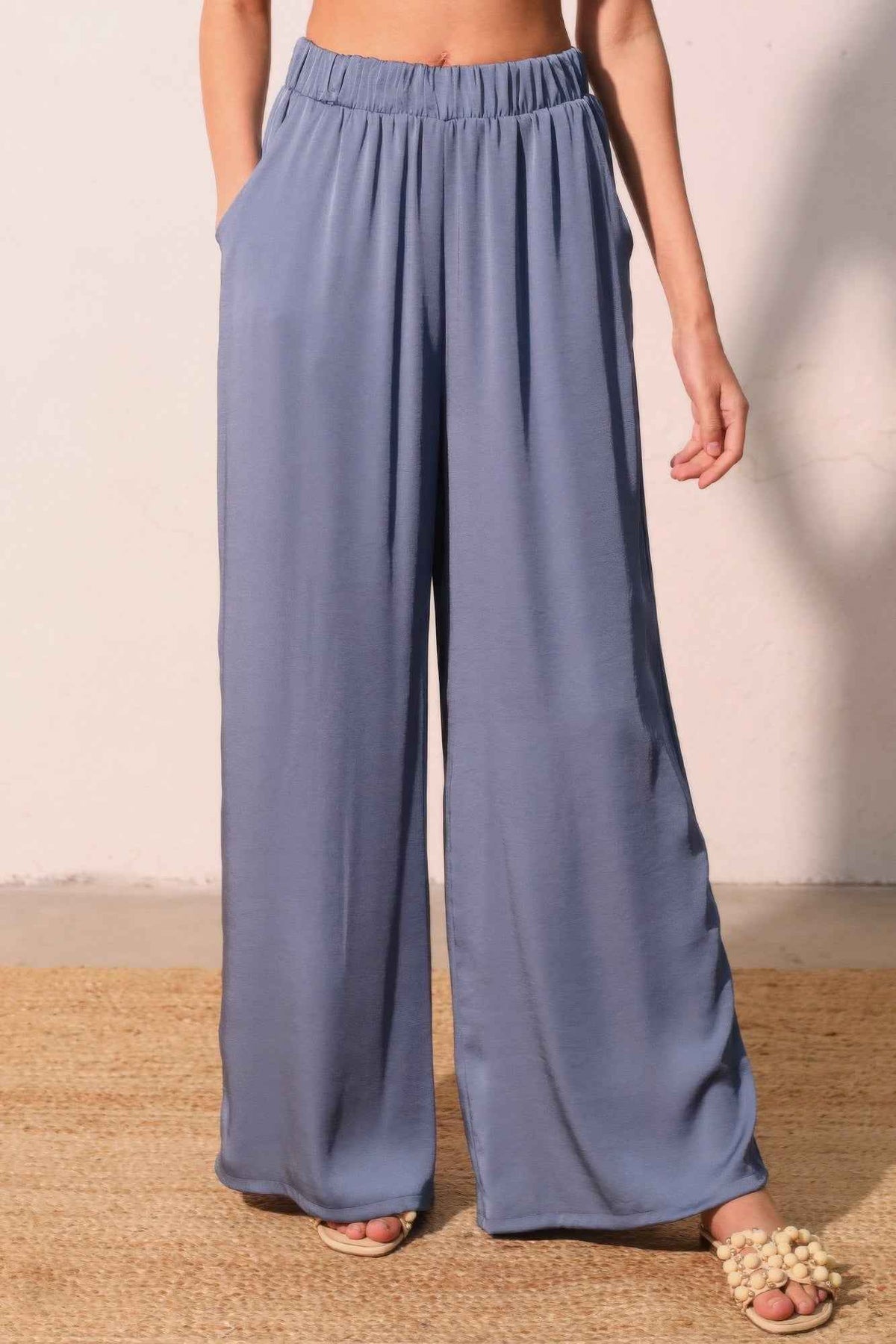 Washed Poly Silk Pocket Pants