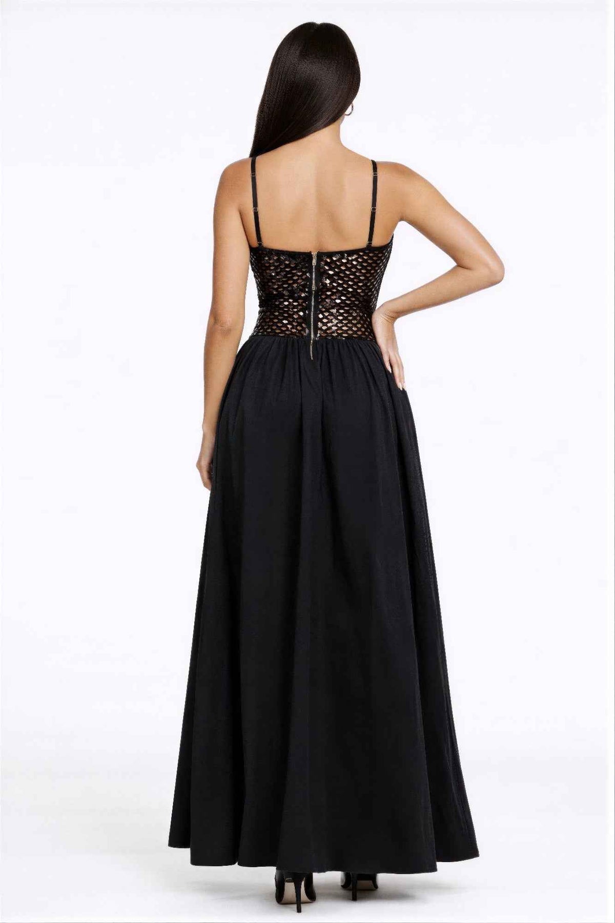Netted Sequin Maxi Dress