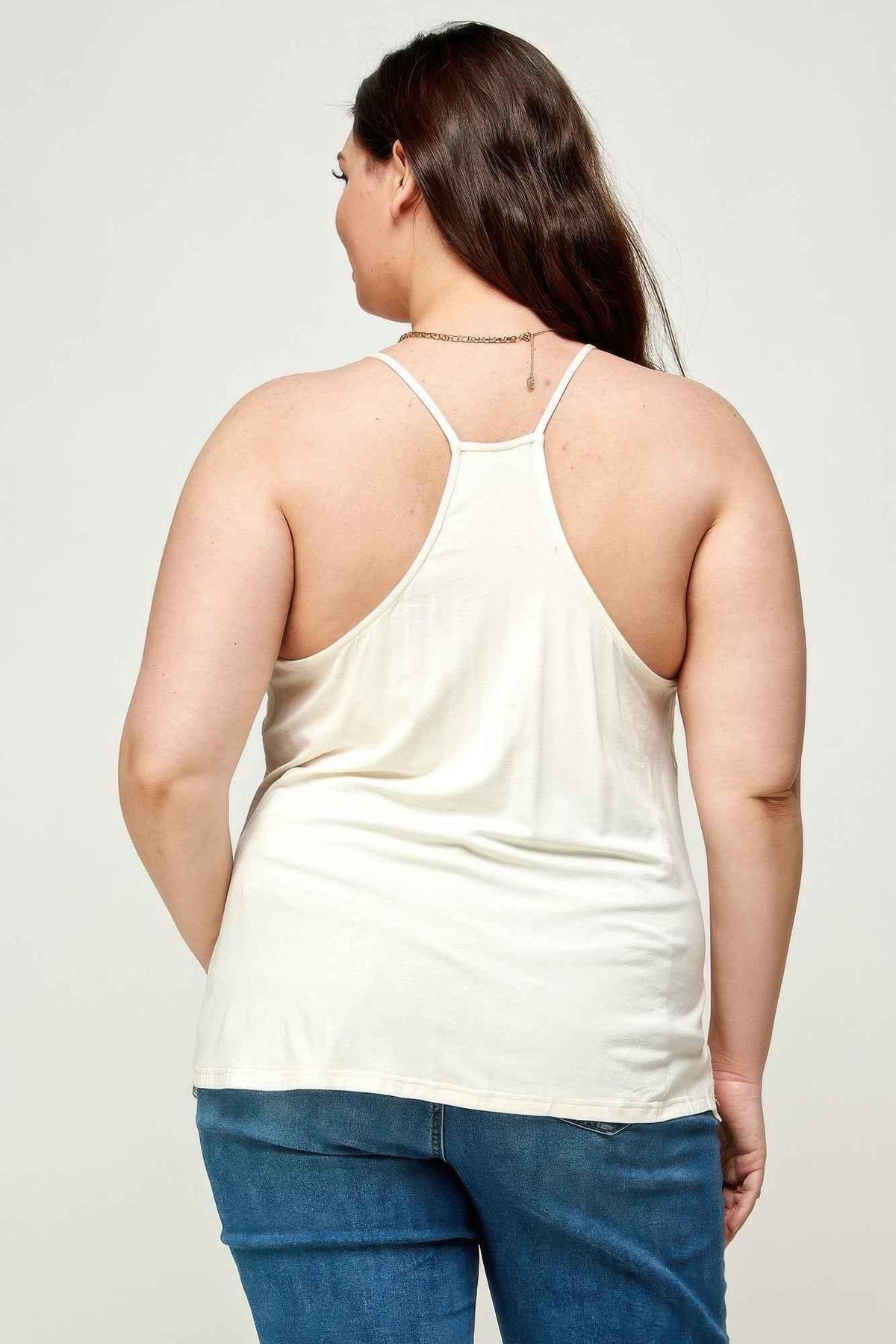 Plus Size Embroidered Mesh T-back Cami