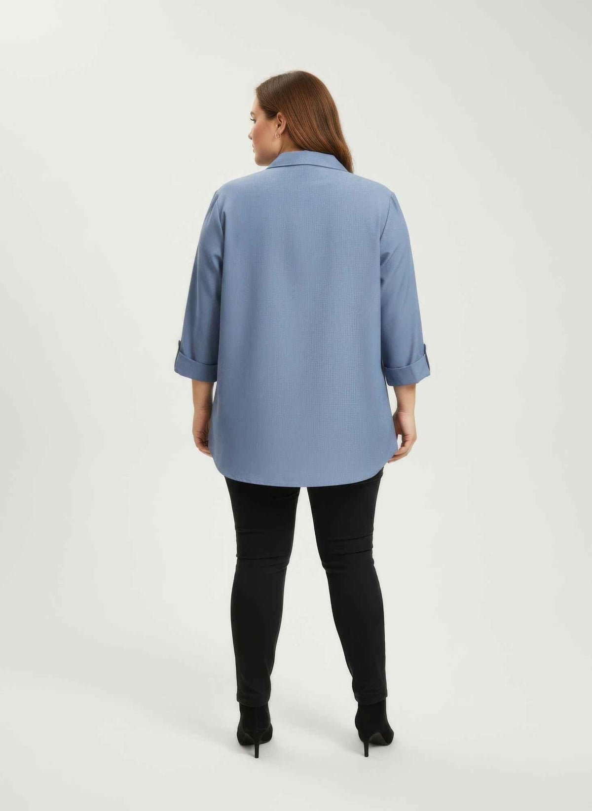 Blush Utility Button Front Roll Sleeve Blouse