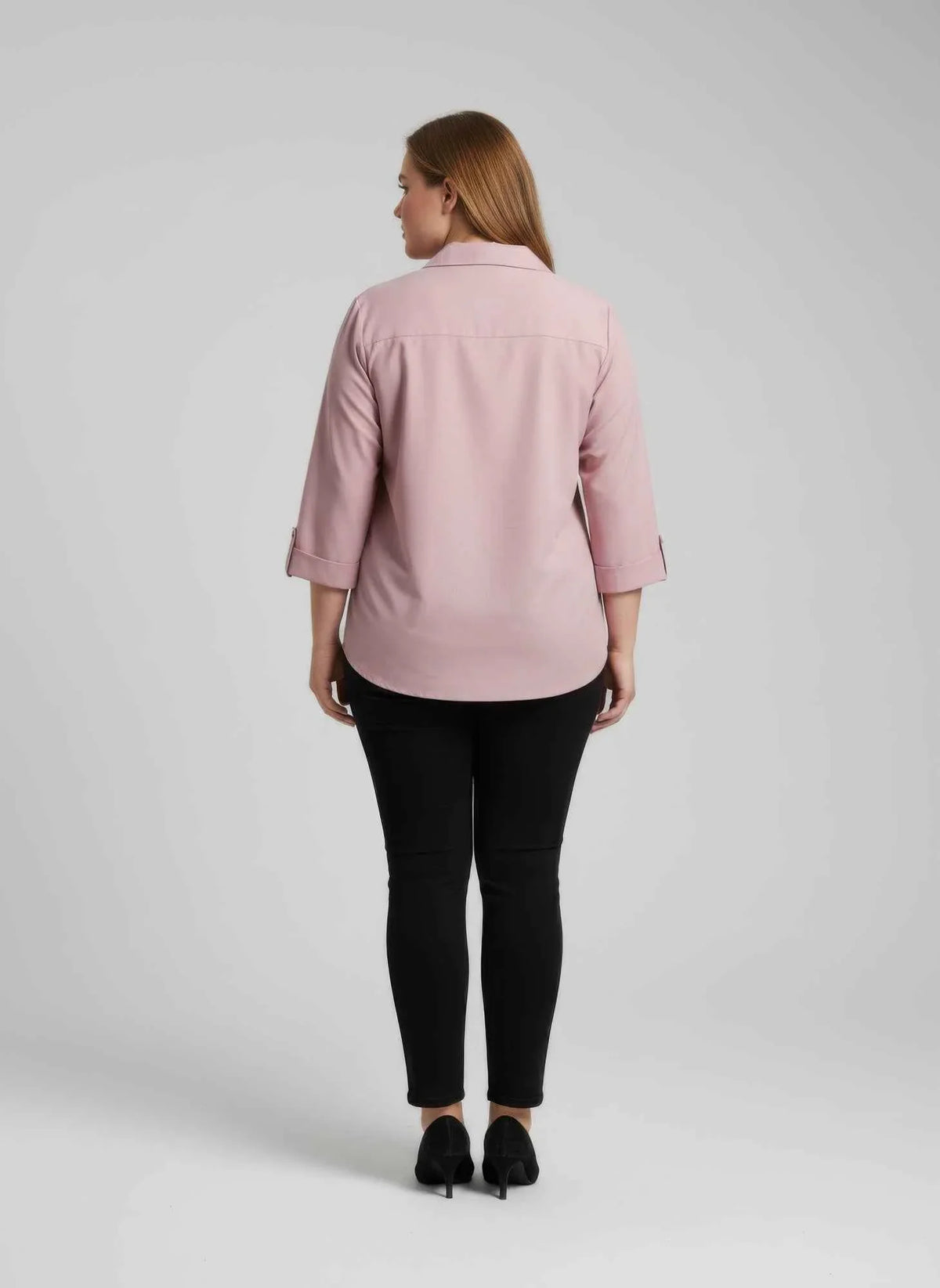 Blush Utility Button Front Roll Sleeve Blouse