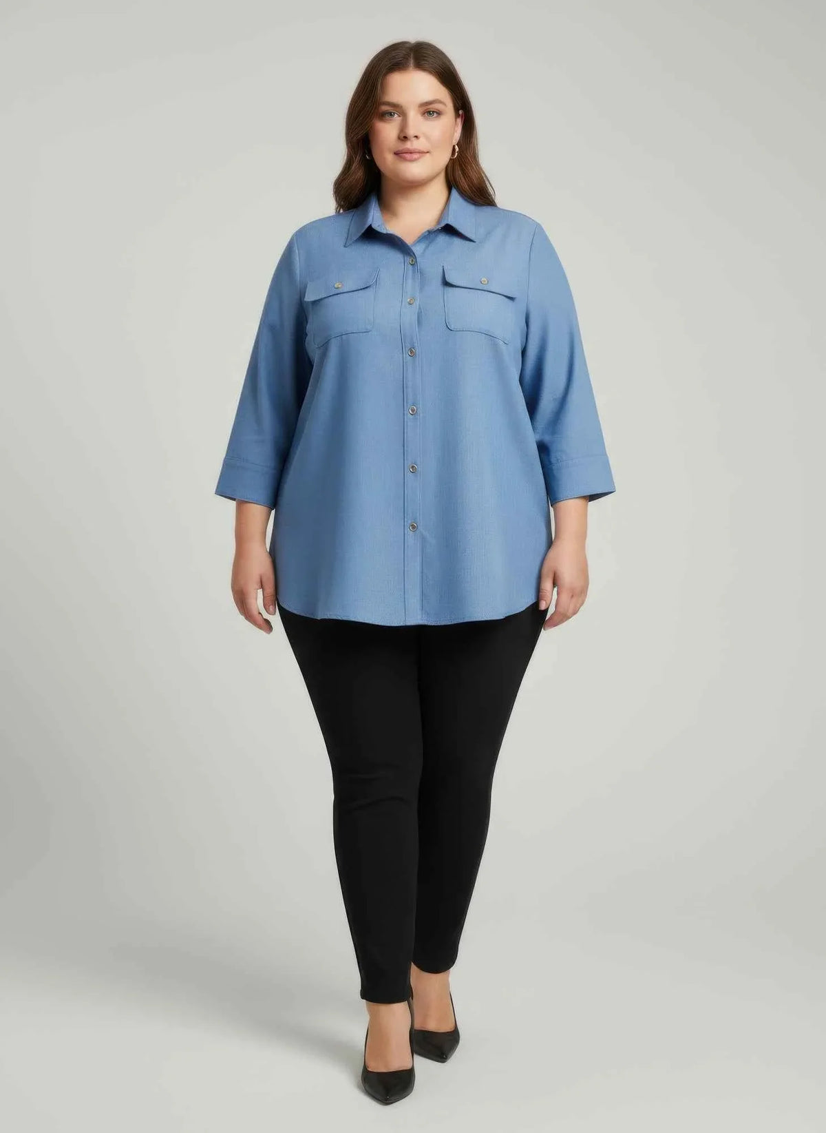 Sand Utility Button Front Shirt Tunic