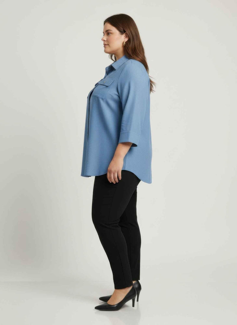Sand Utility Button Front Shirt Tunic