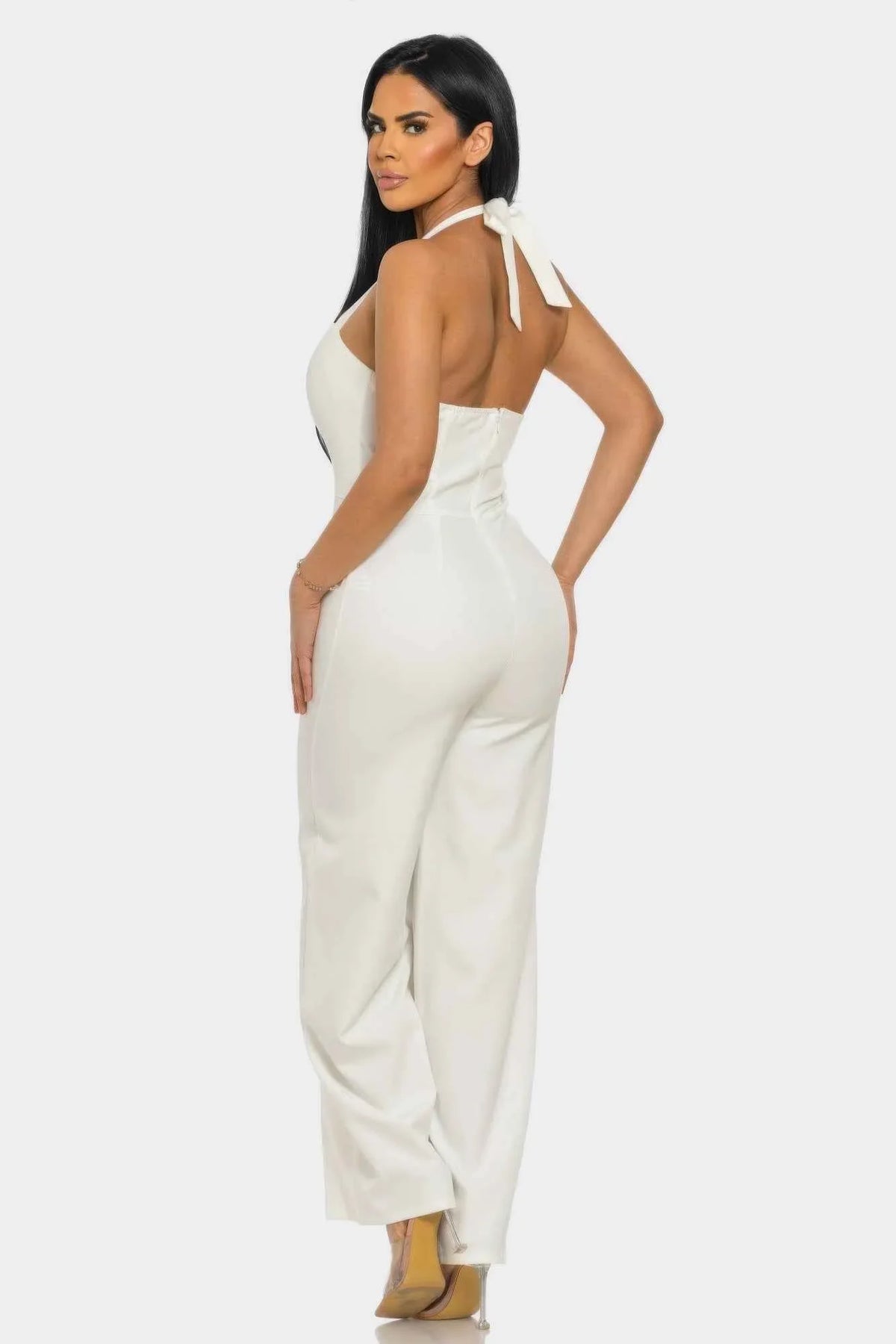 Halter Neck Jumpsuit Whit Back Zipper