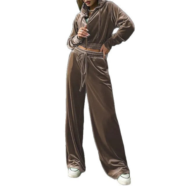 Hooded Sweater Sports Casual Pants Suit