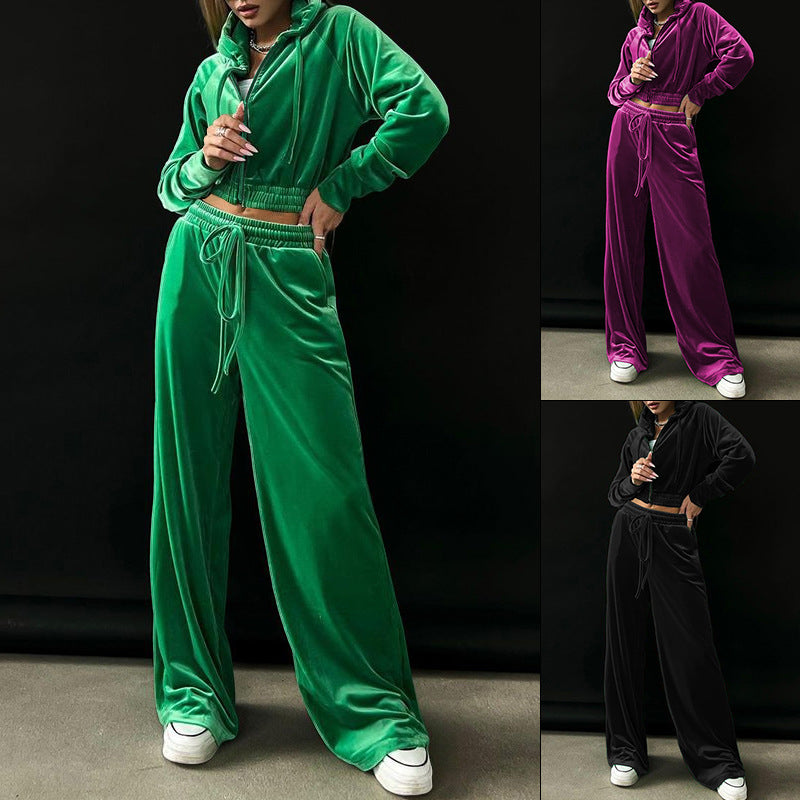 Hooded Sweater Sports Casual Pants Suit
