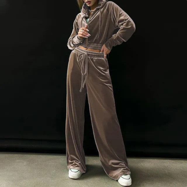 Hooded Sweater Sports Casual Pants Suit