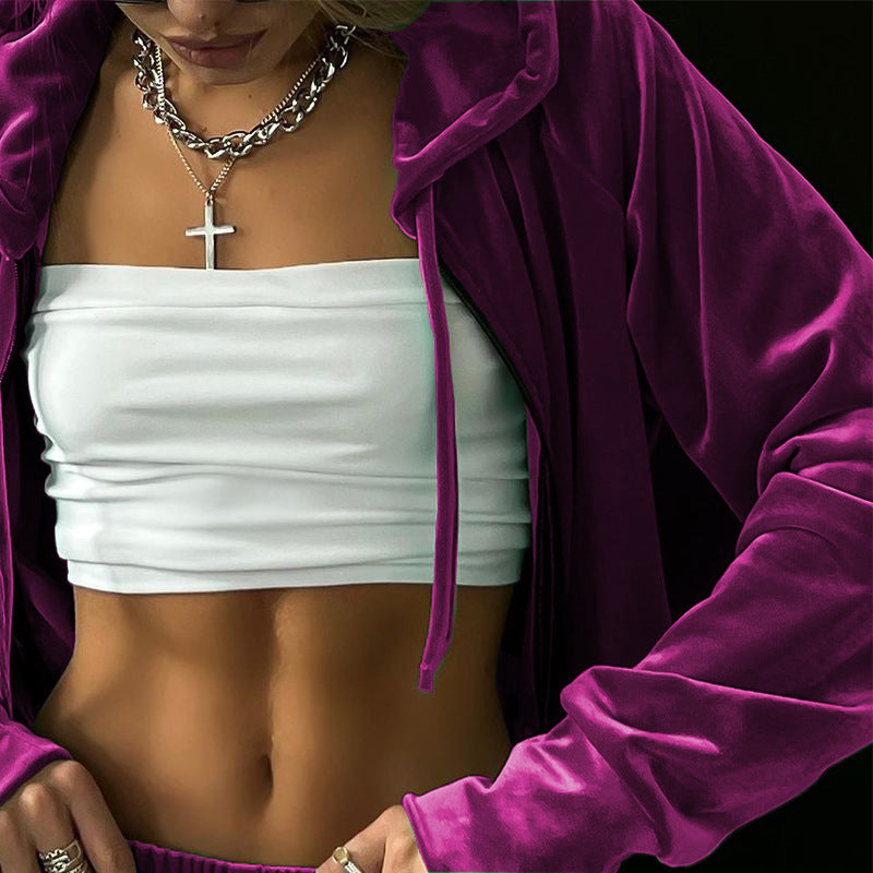 Hooded Sweater Sports Casual Pants Suit