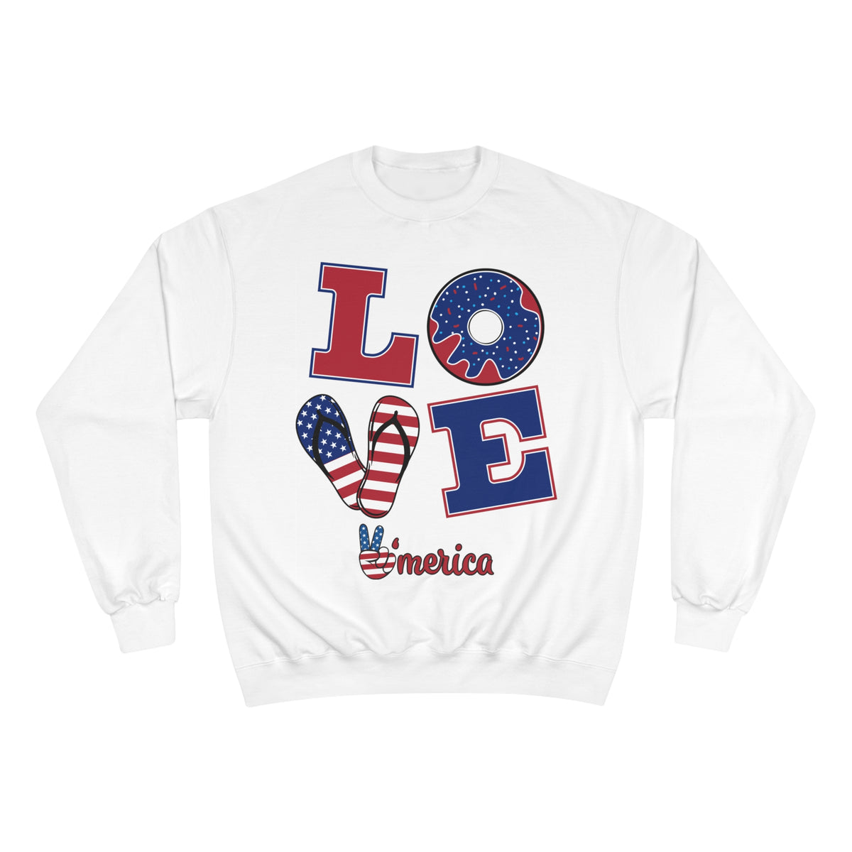 Patriotic Love Champion Sweatshirt - USA Themed Apparel for Holidays - CABRALLY