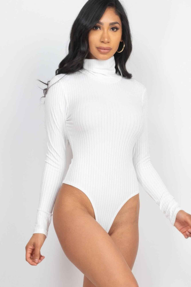 Ribbed Turtle Neck Long Sleeve Bodysuit