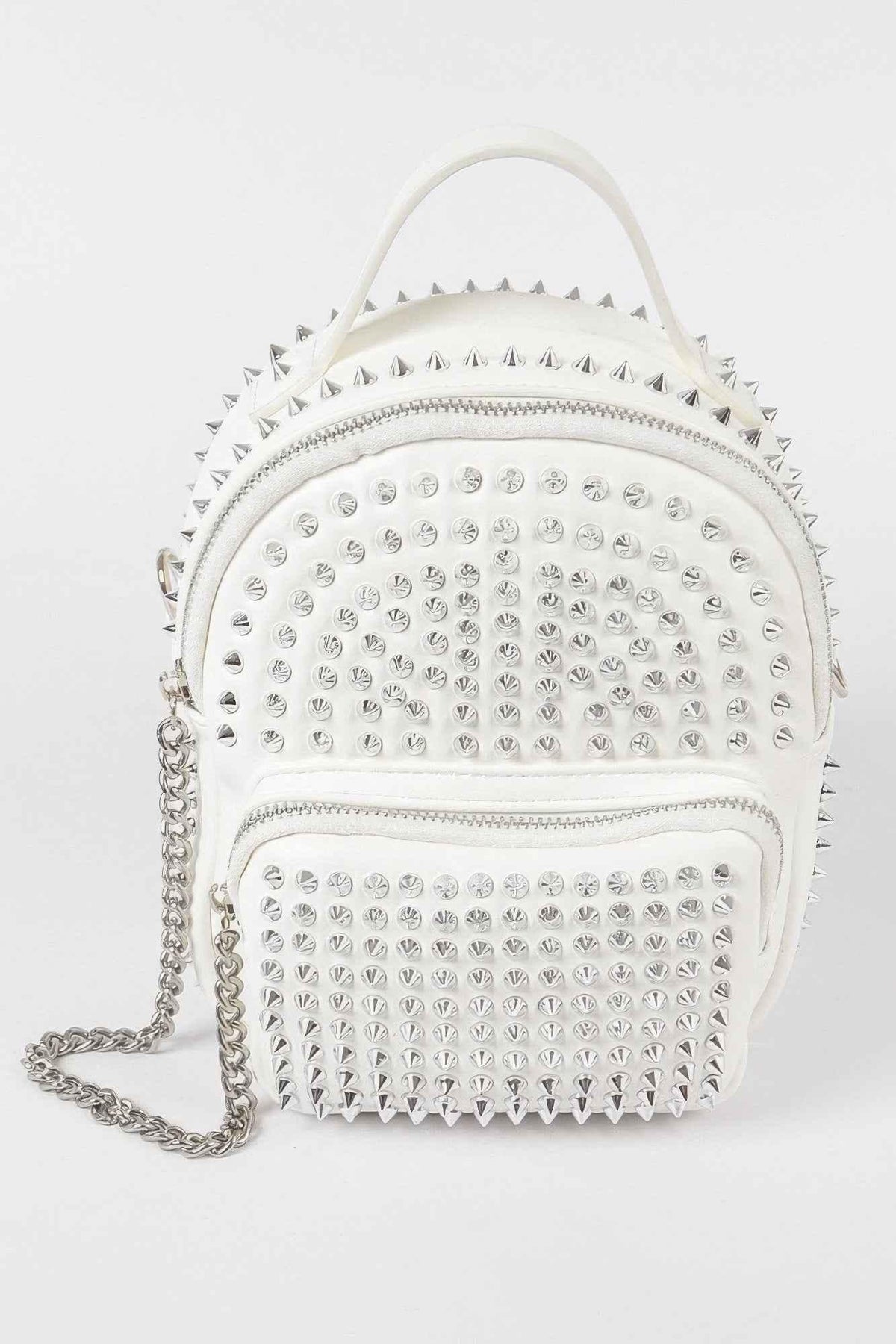 Studded Backpack With Chain Zippier