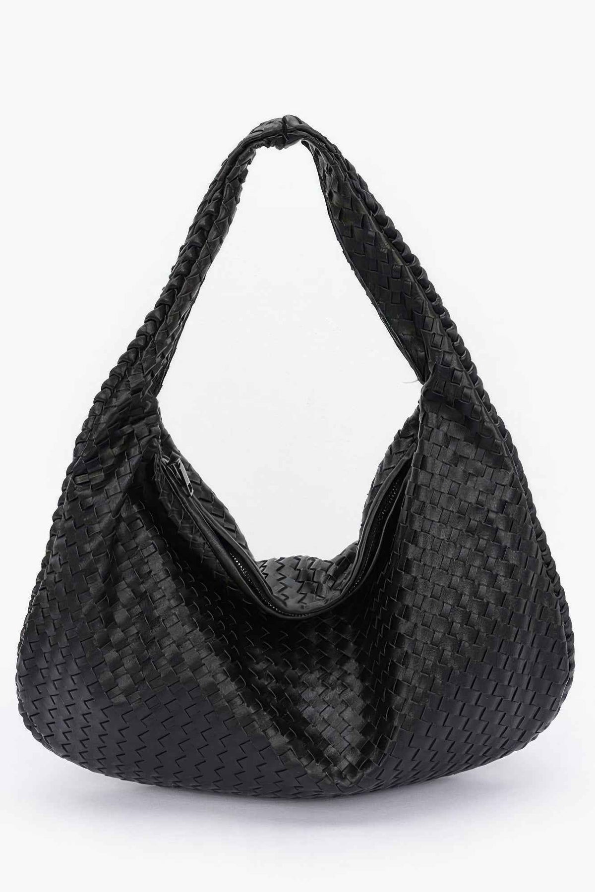Faux Leather Braided Shoulder Bag