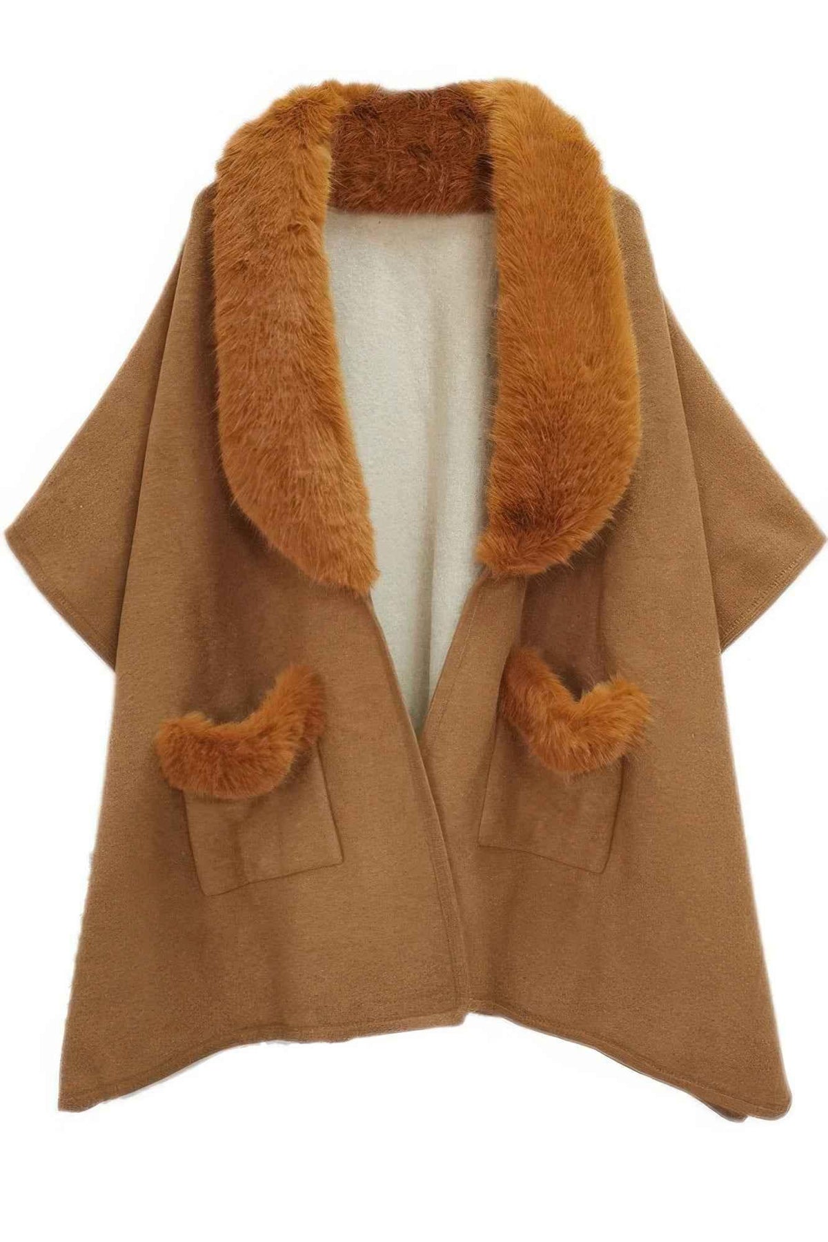 Faux Fur Collar Kimono