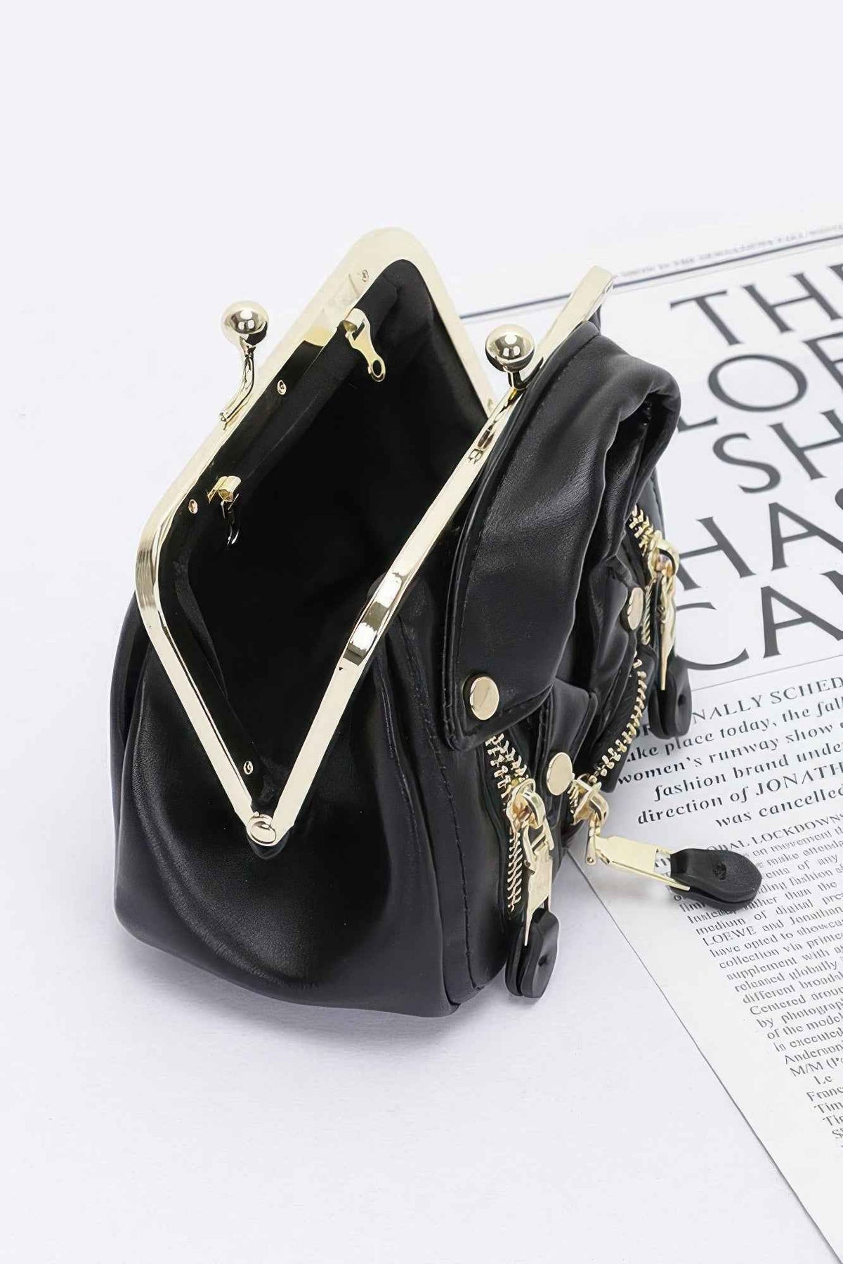 Faux Leather Jacket Style Crossbody Bag