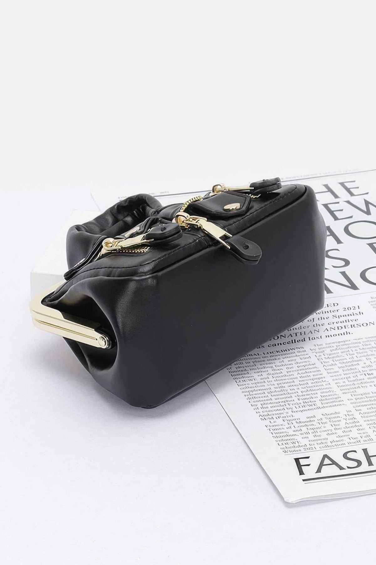 Faux Leather Jacket Style Crossbody Bag