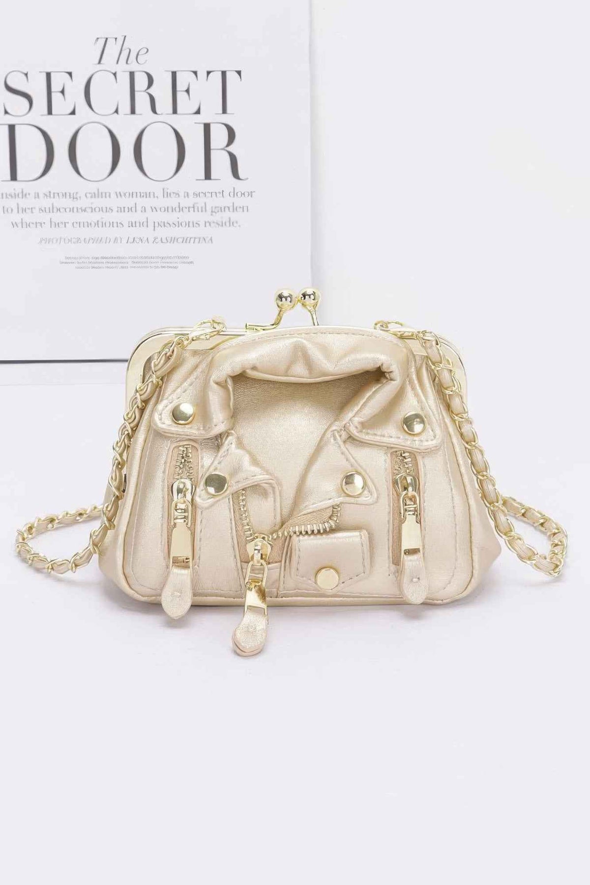 Faux Leather Jacket Style Crossbody Bag