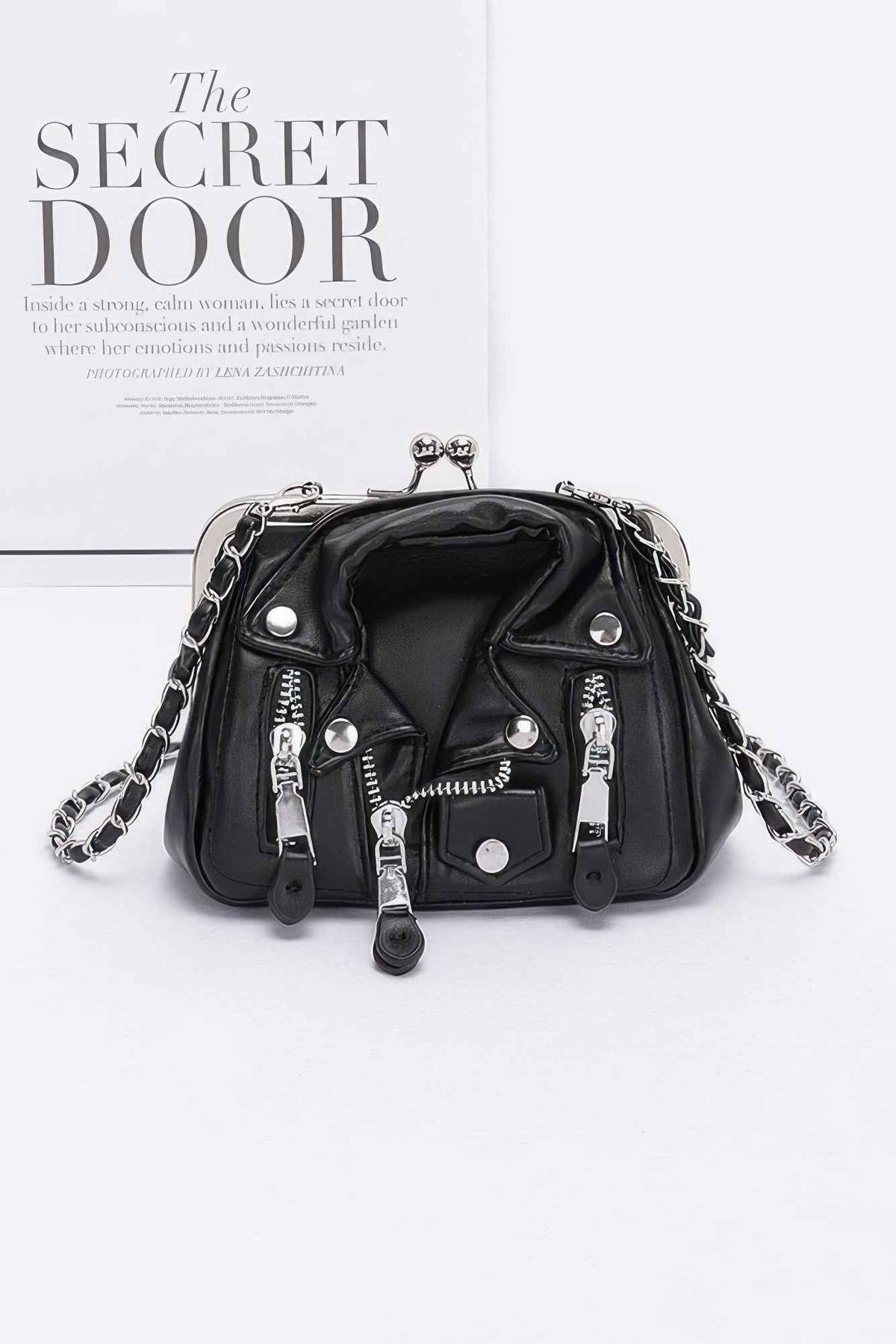 Faux Leather Jacket Style Crossbody Bag