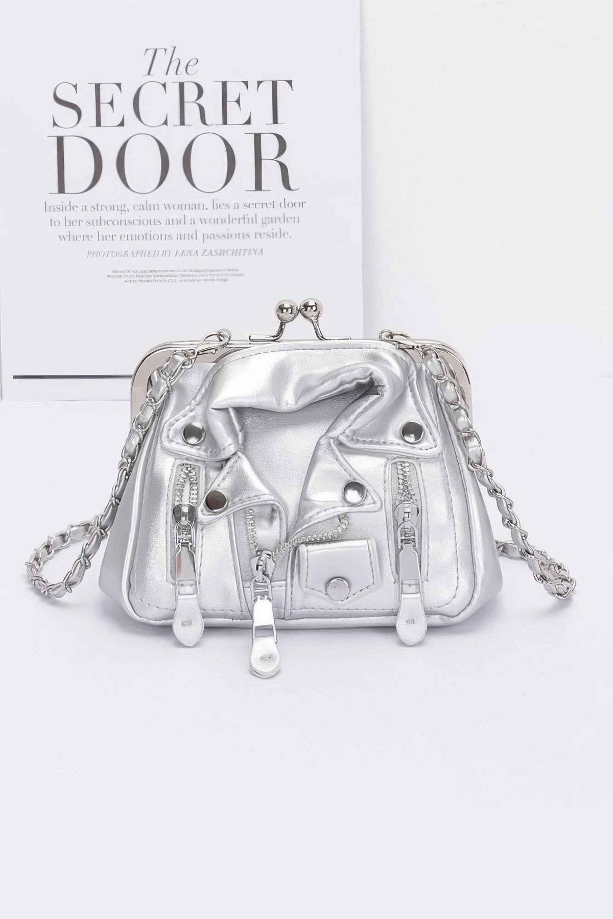 Faux Leather Jacket Style Crossbody Bag