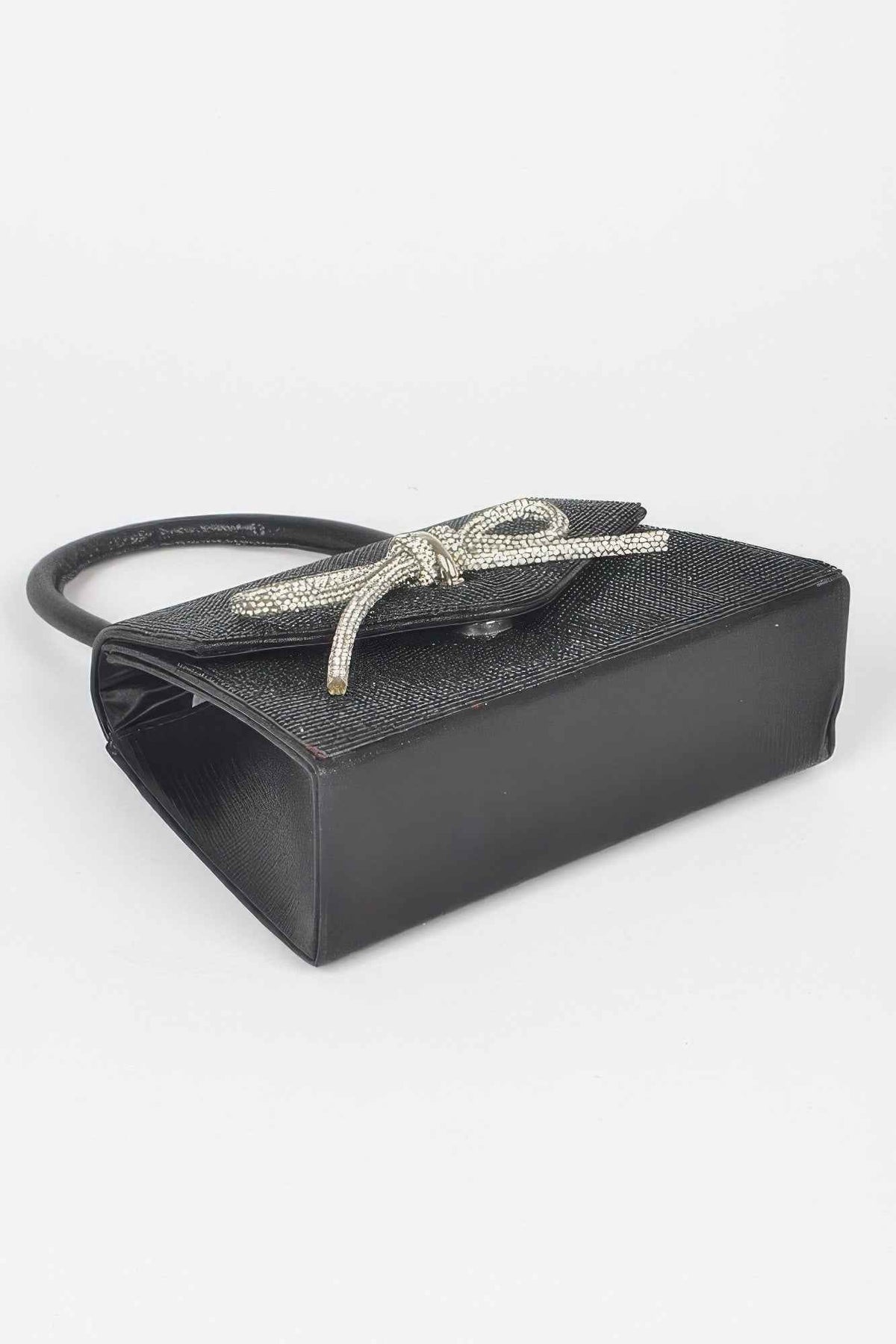 Rhinestone Ribbon Top Handle Bag