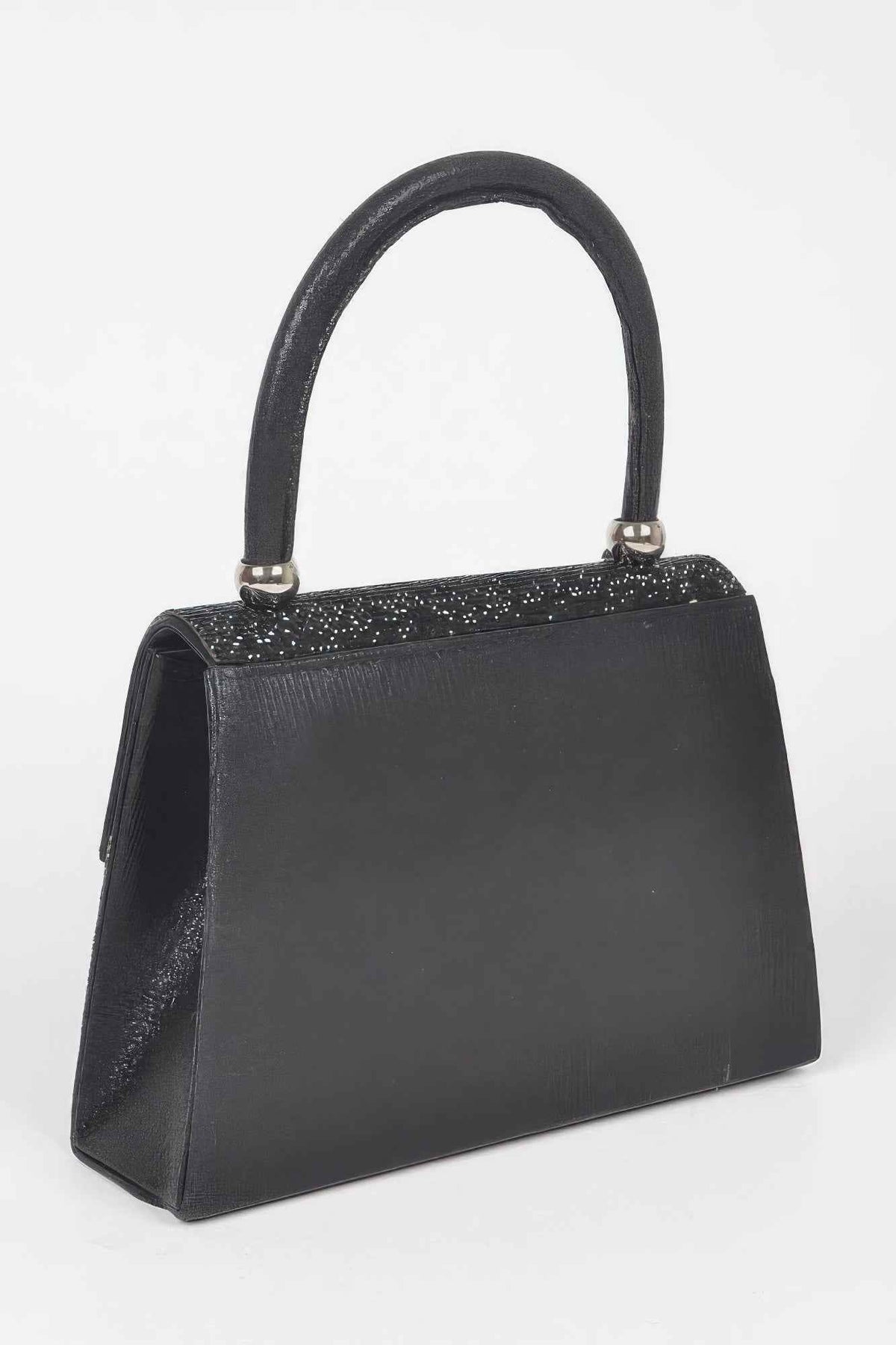 Rhinestone Ribbon Top Handle Bag