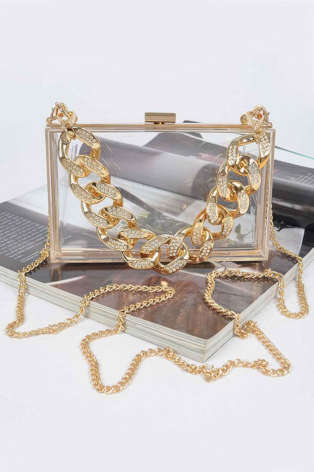 Transparent Hard Case W/stoned Chain