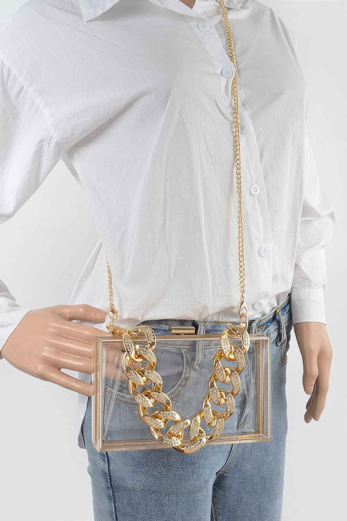 Transparent Hard Case W/stoned Chain