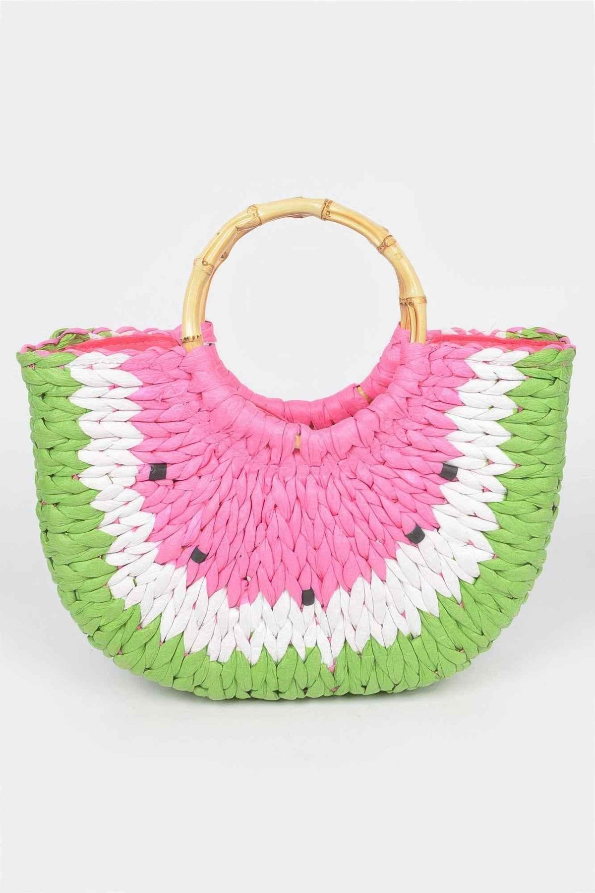 Faux Straw Crochet Watermelon Handbag