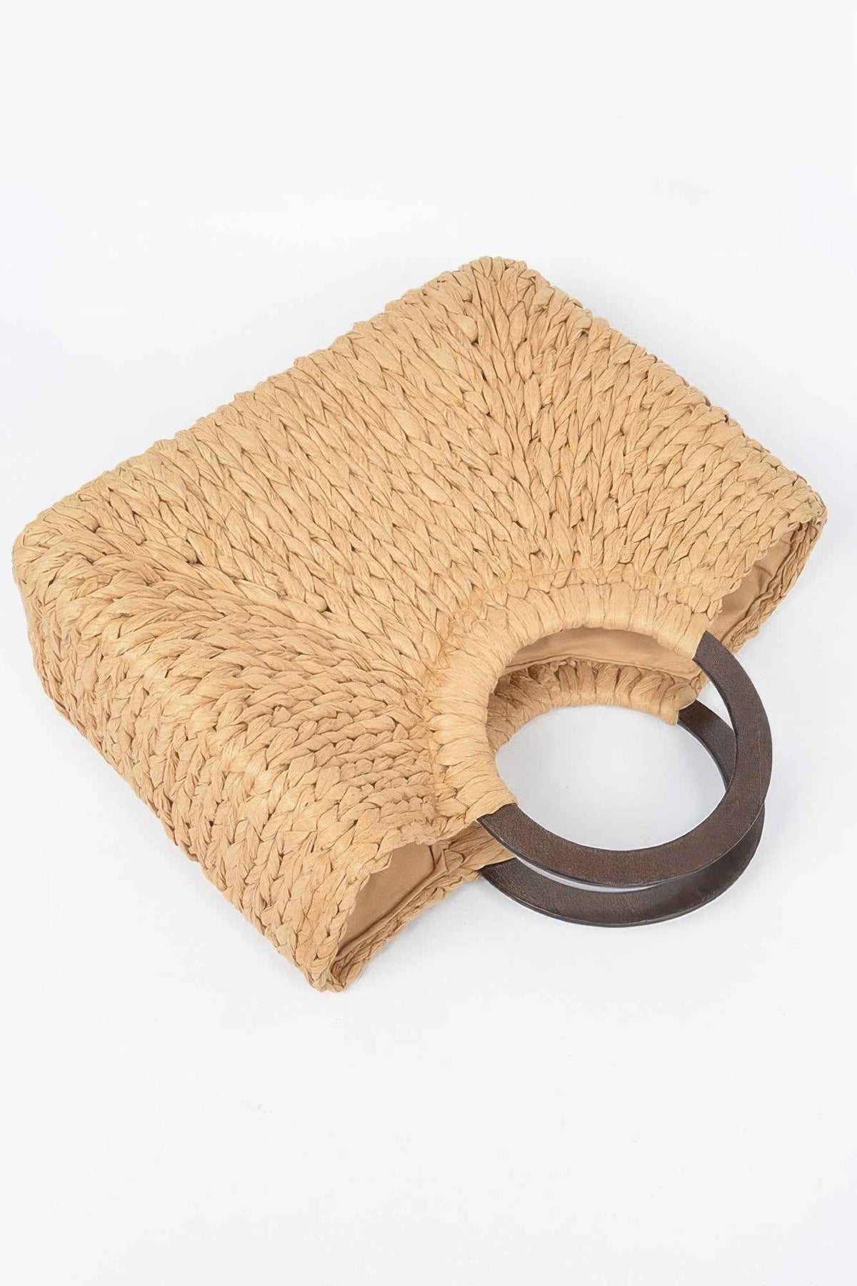 Round Handle Straw Tote Bag