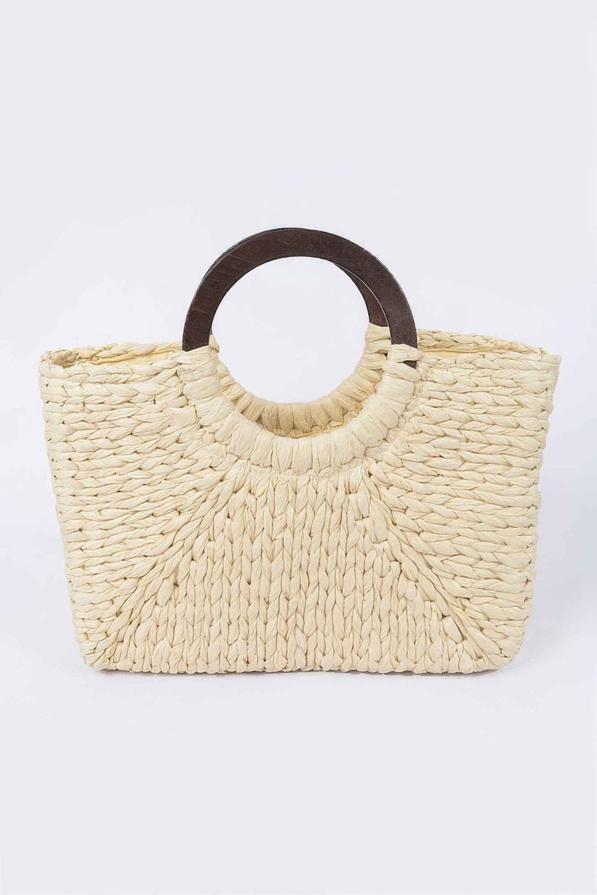 Round Handle Straw Tote Bag