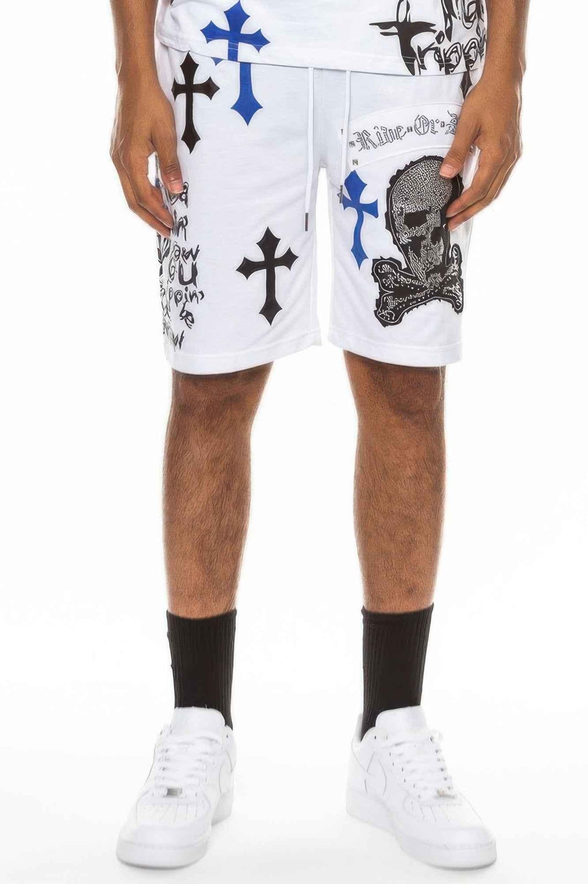 Mens Chrome Cross Skull Shorts