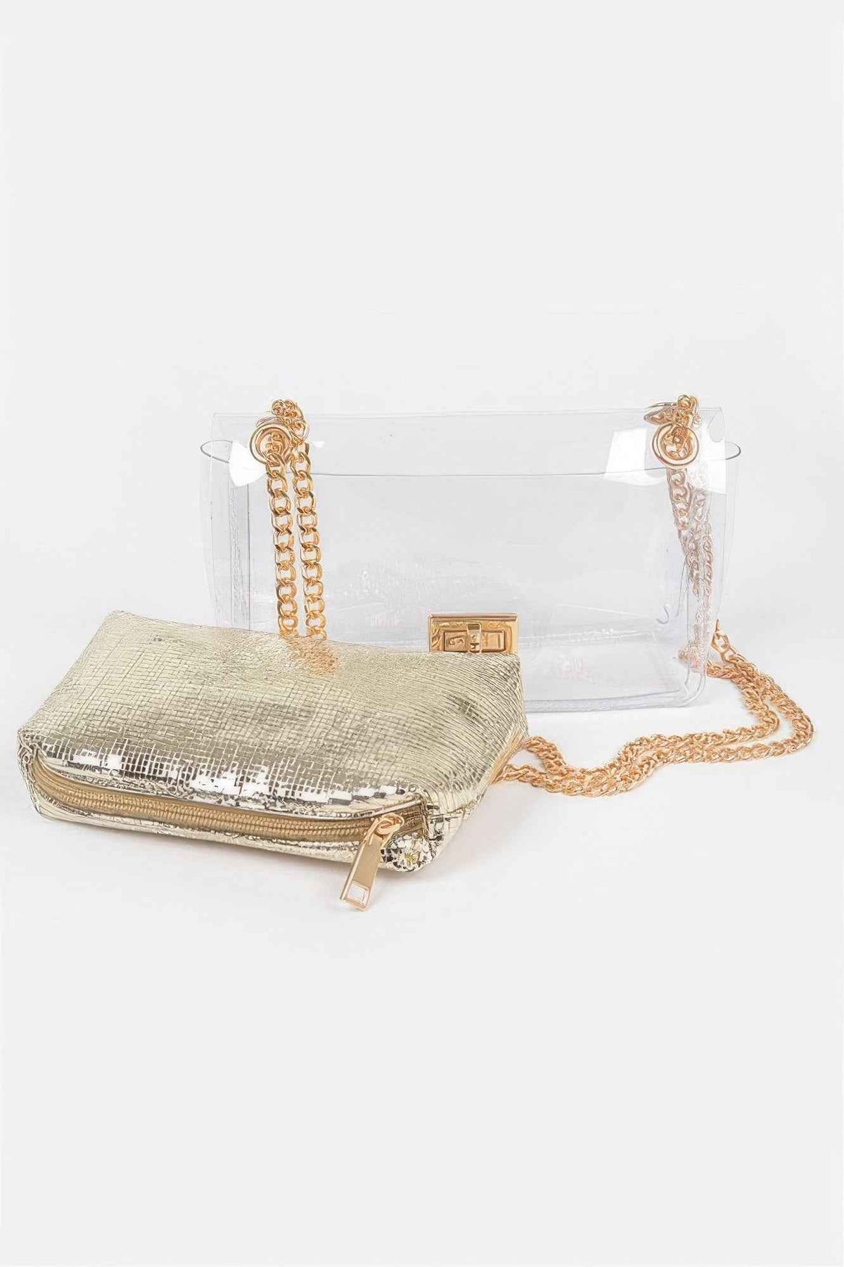 Clear Pvc Clutch With Shiny Pouch