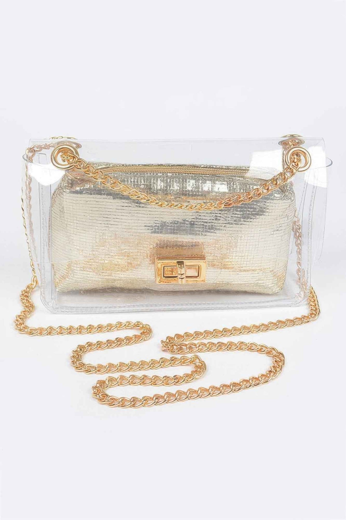 Clear Pvc Clutch With Shiny Pouch