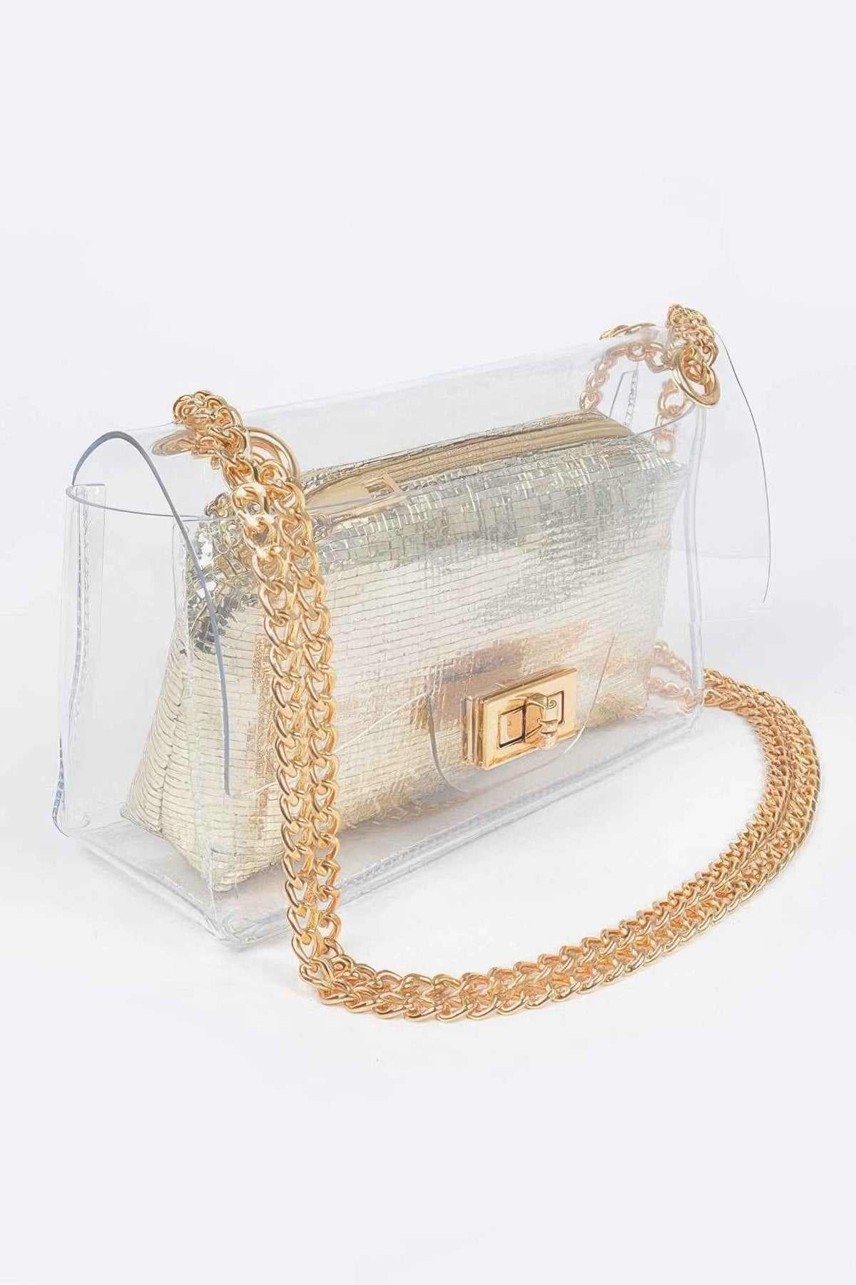 Clear Pvc Clutch With Shiny Pouch
