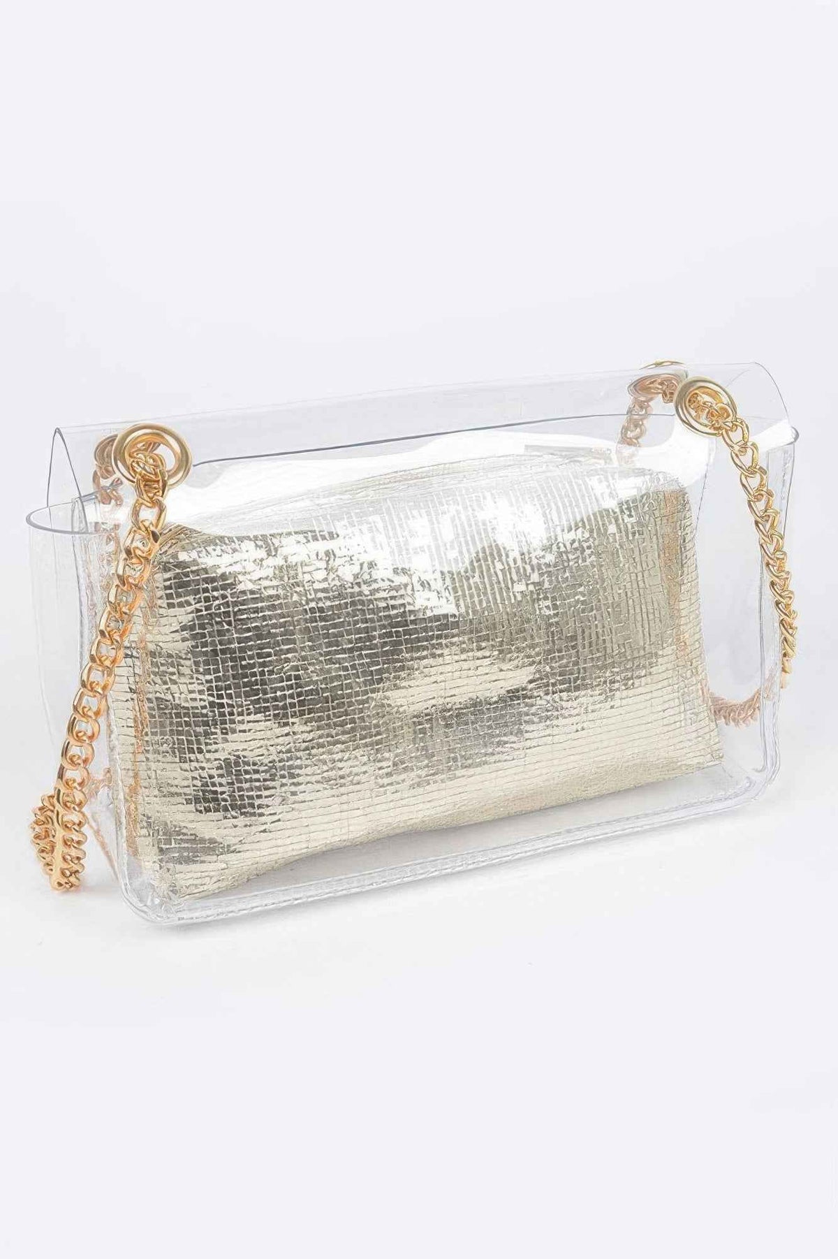 Clear Pvc Clutch With Shiny Pouch
