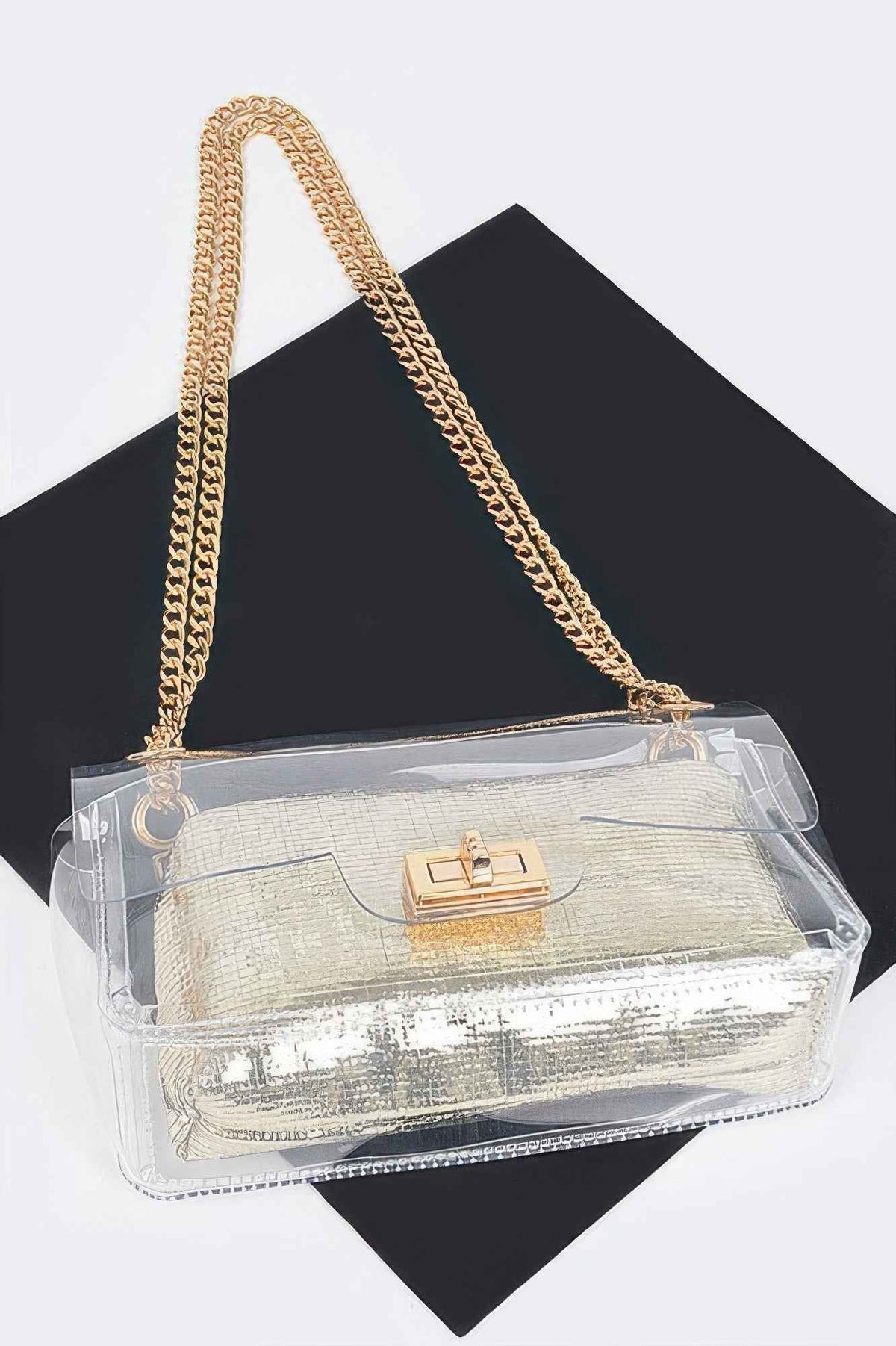 Clear Pvc Clutch With Shiny Pouch