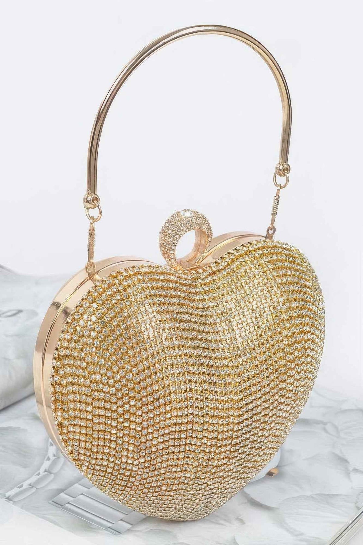 Rhinestone Heart Shape Party Clutch