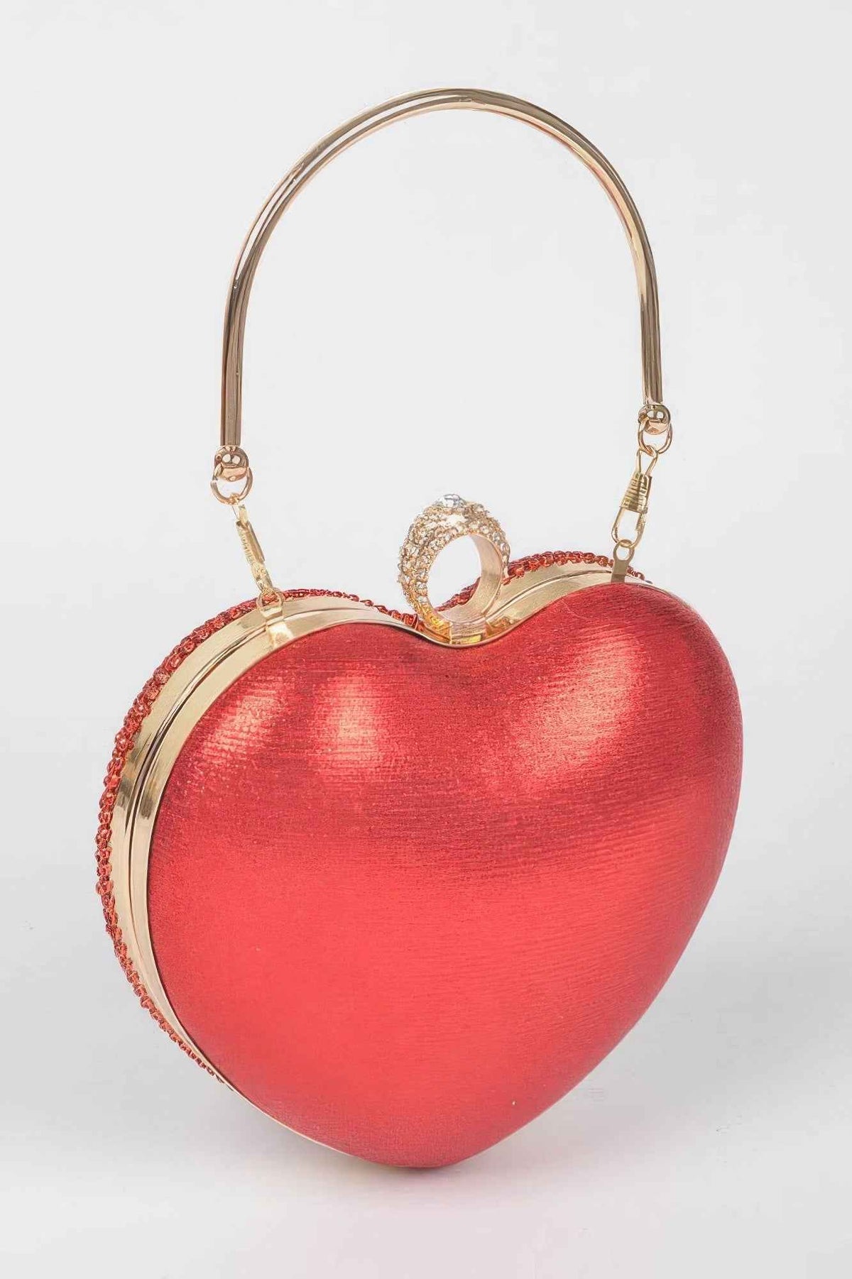 Rhinestone Heart Shape Party Clutch