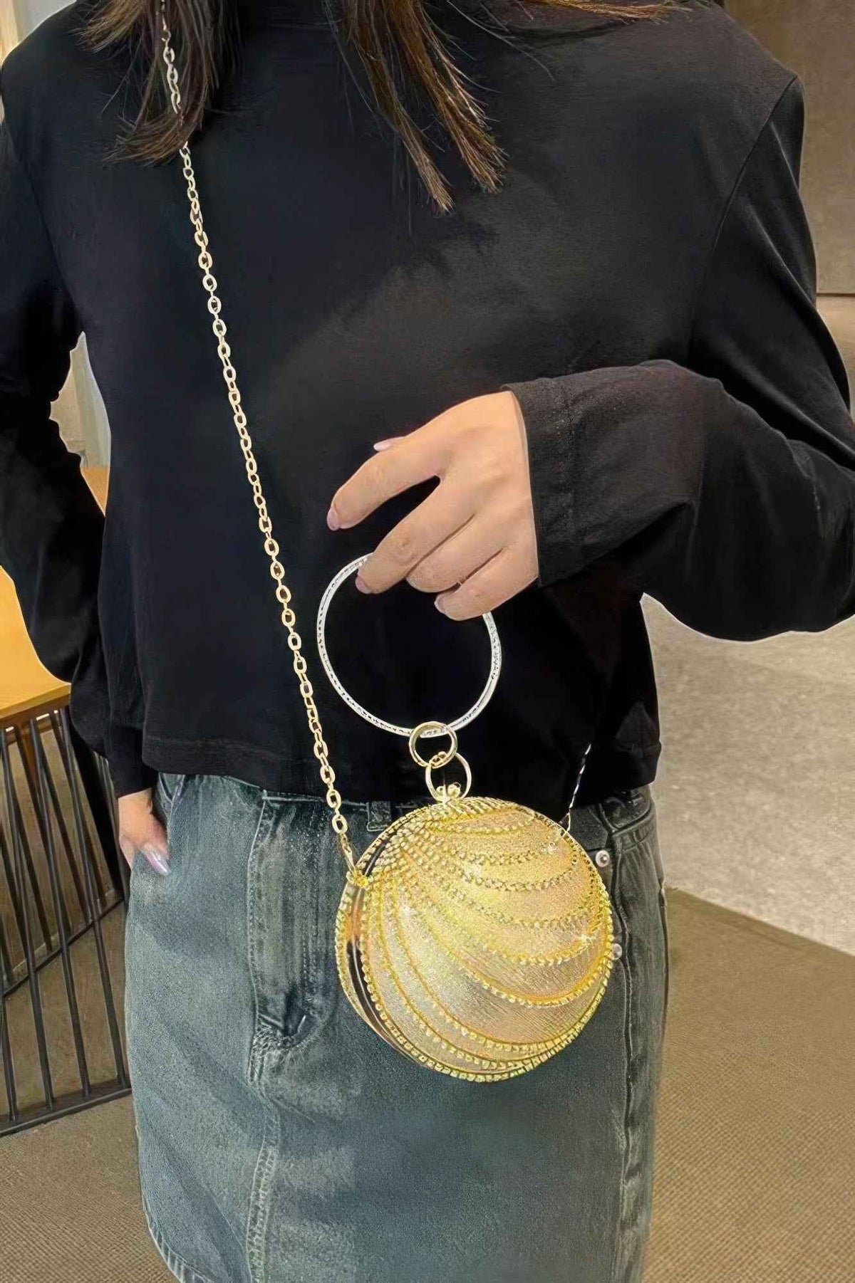 Rhinestone Round Party Clutch
