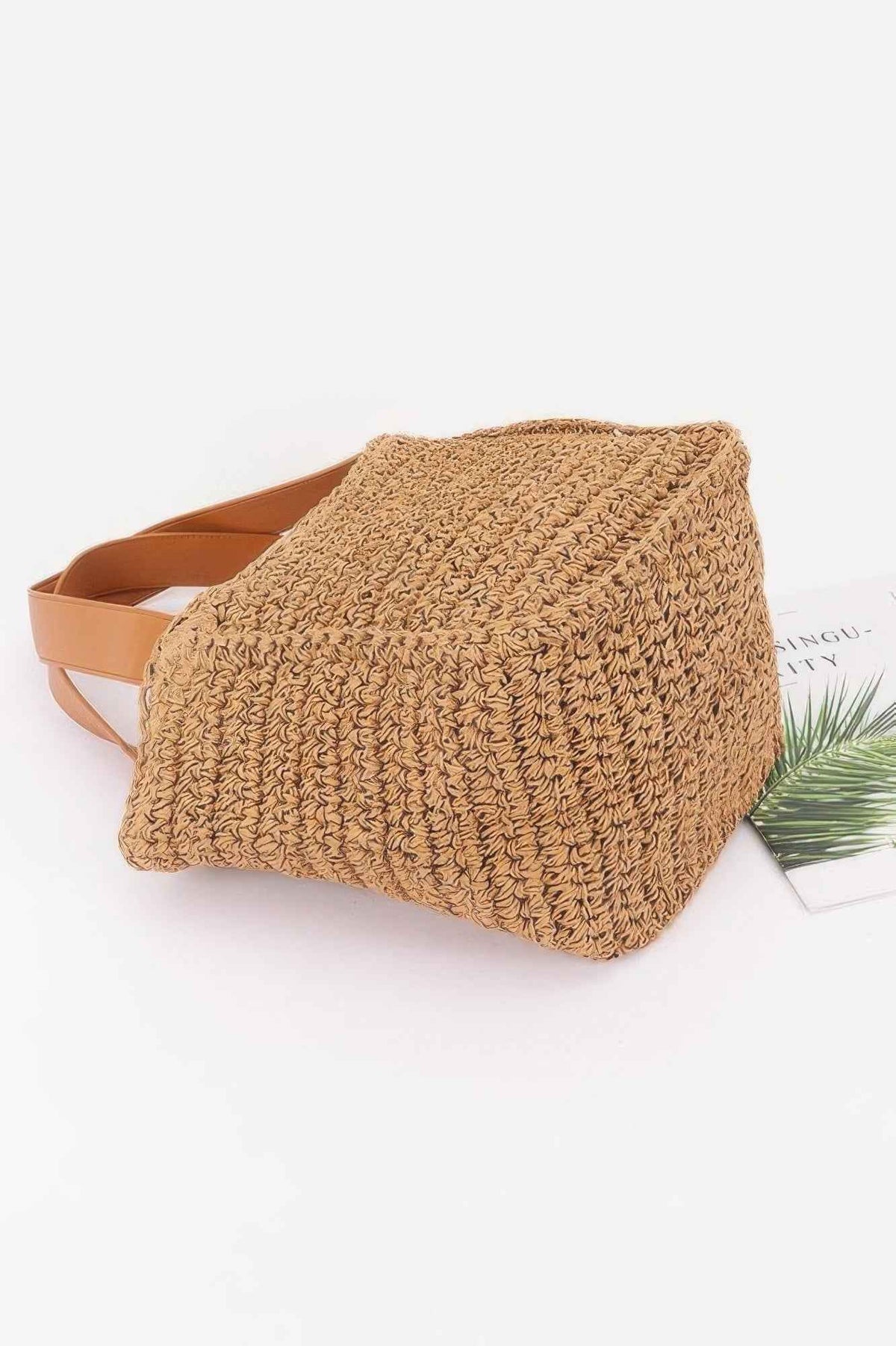 Faux Straw Ribbon Tote Bag