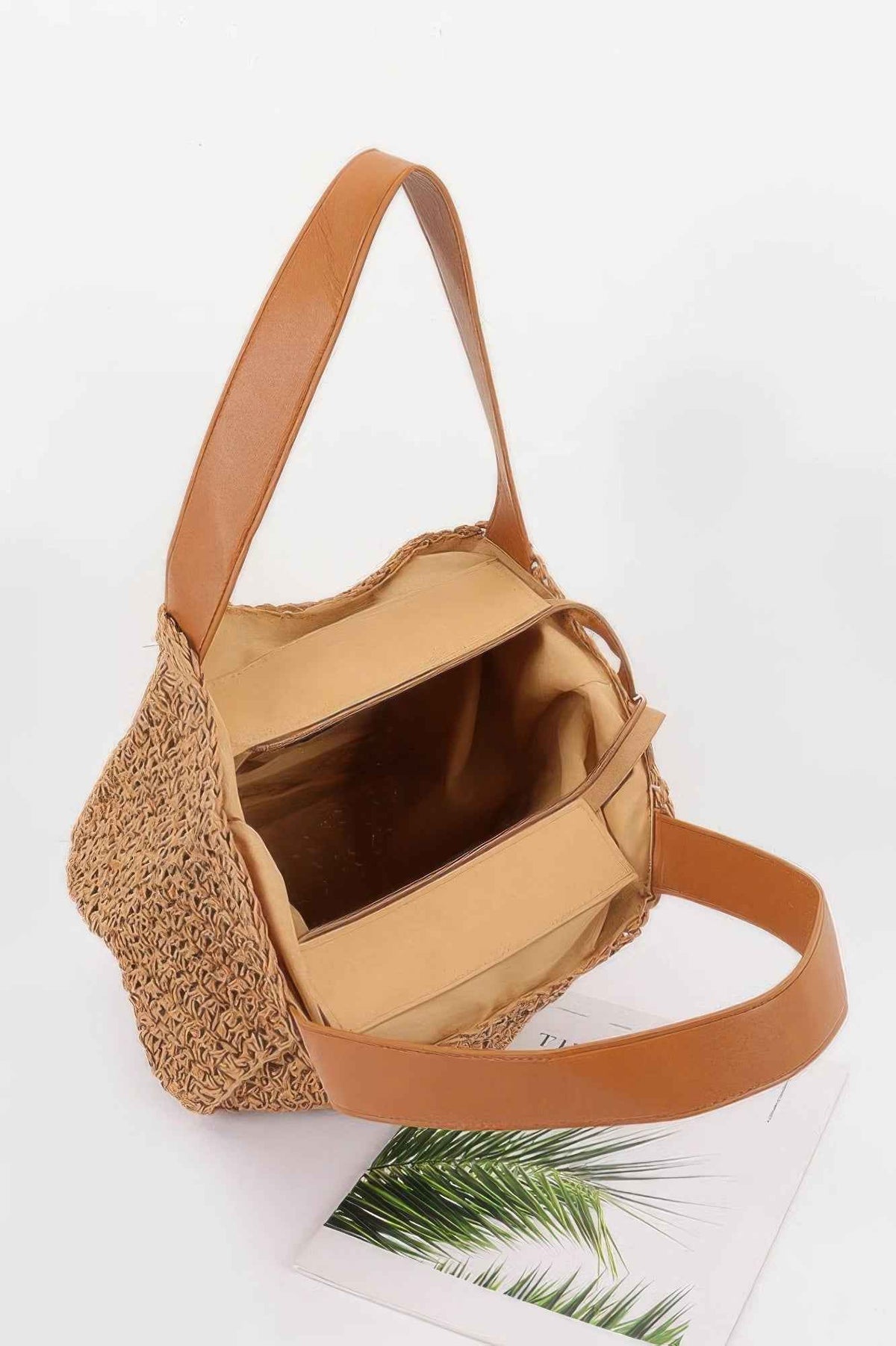 Faux Straw Ribbon Tote Bag