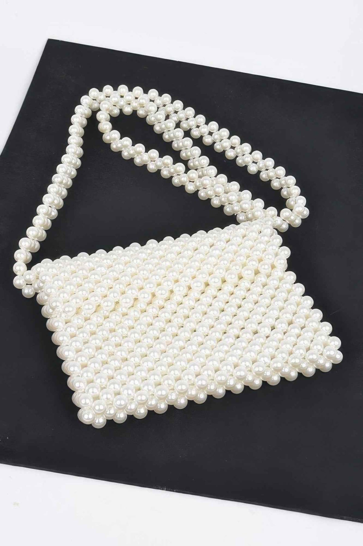 Hand Made Faux Pearl Bead Flap Crossbody Bag