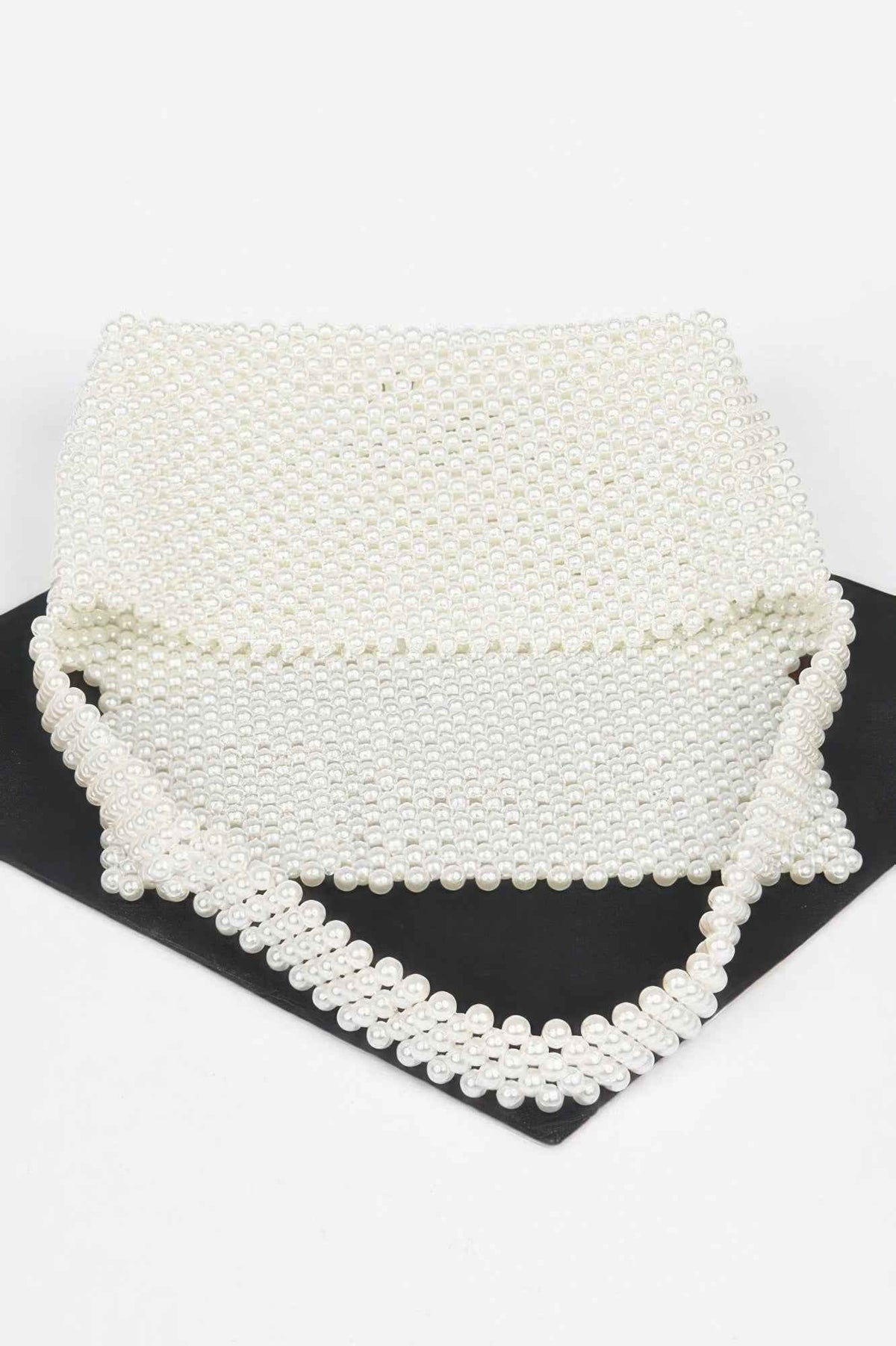 Hand Made Faux Pearl Bead Flap Shoulder Bag