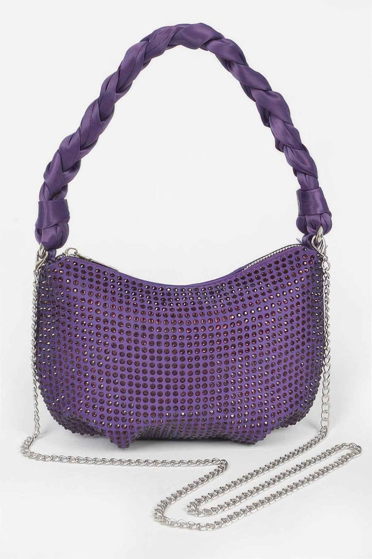 Hot Fix Stone Twisted Handle Small Hobo Bag
